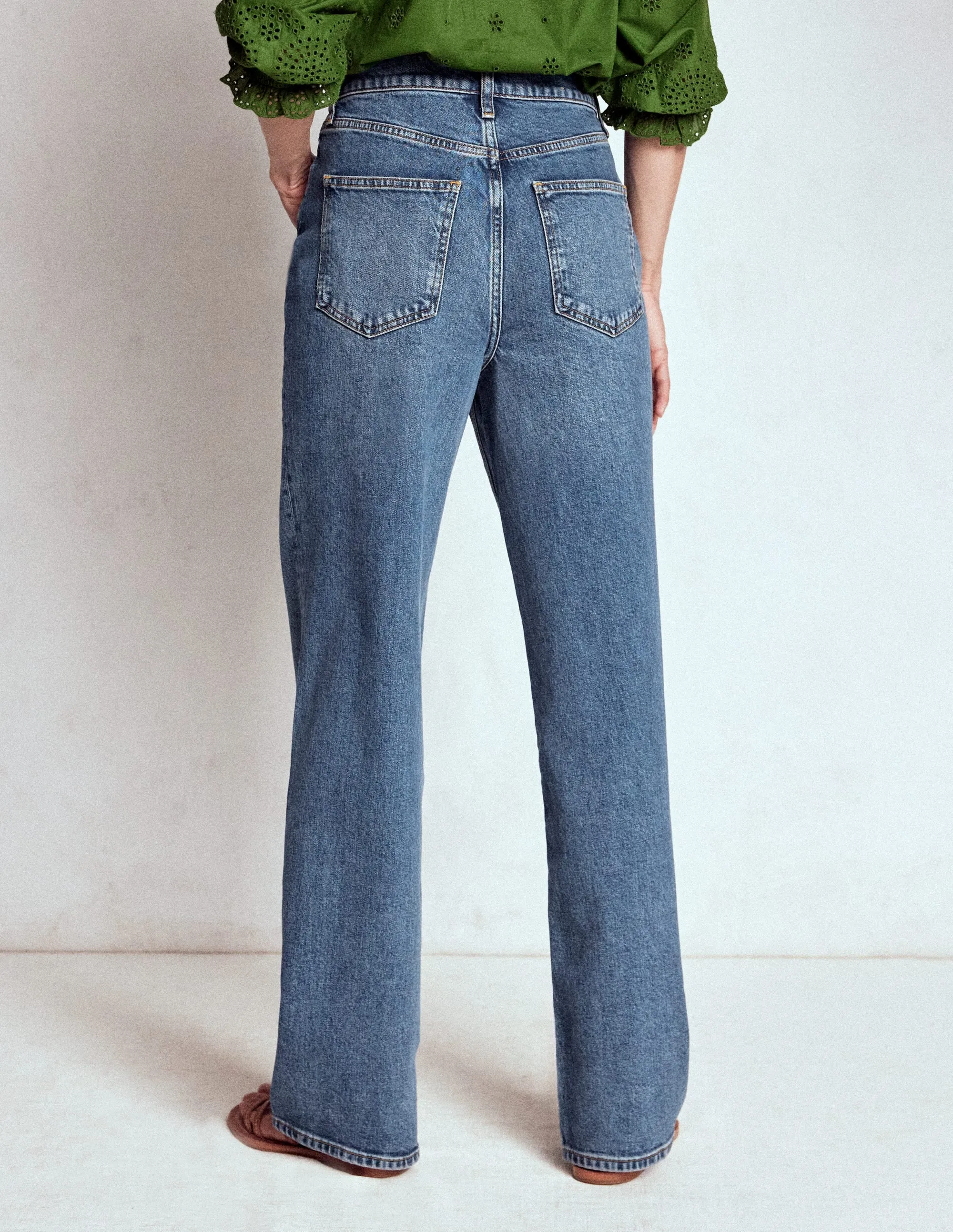 High Rise Column Leg Jeans-Mid Vintage street trendy