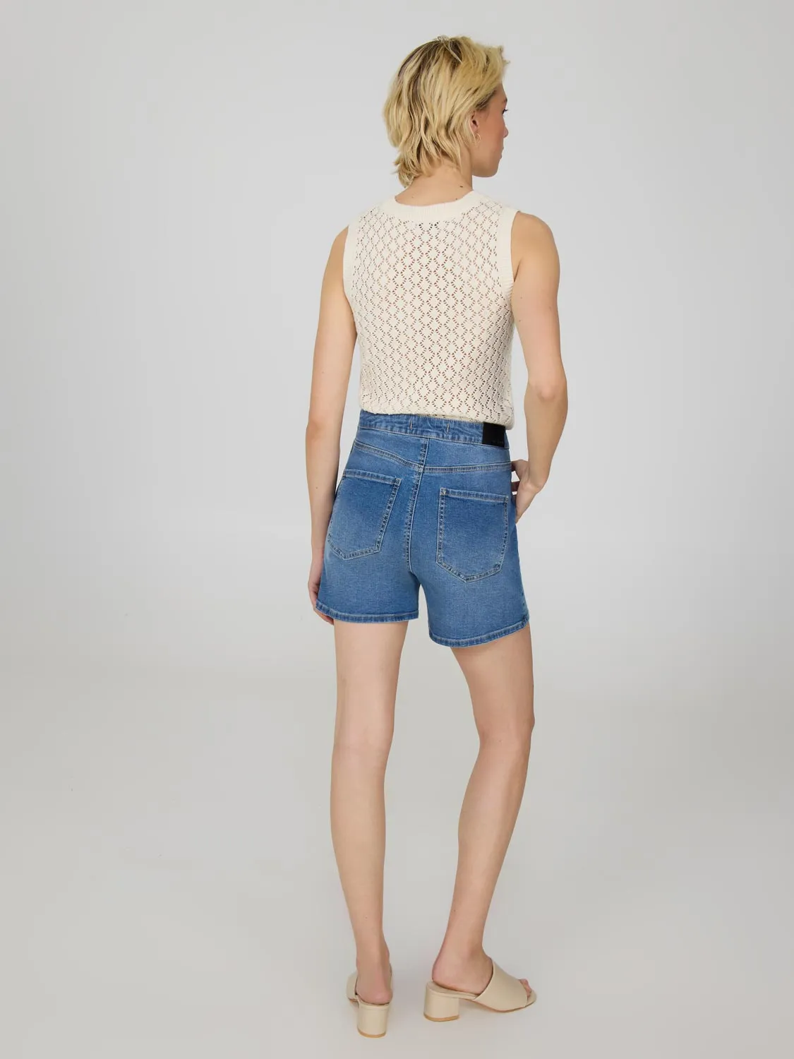 High-Rise Denim Shorts travel handy