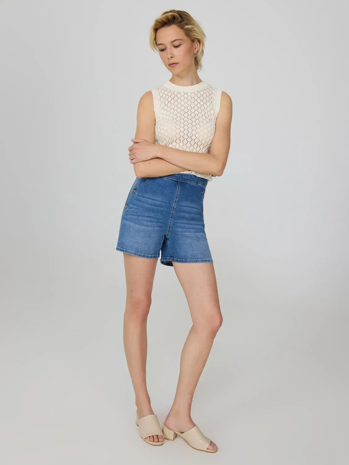 High-Rise Denim Shorts daily essential
