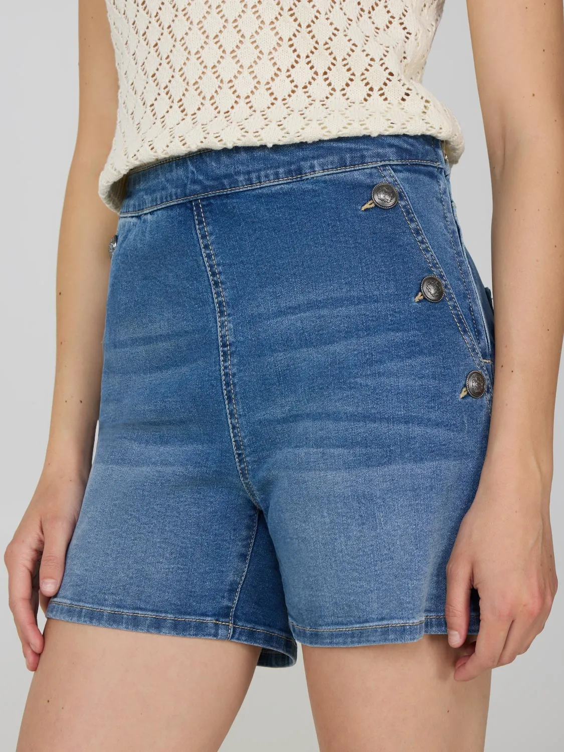 High-Rise Denim Shorts texture upgrade