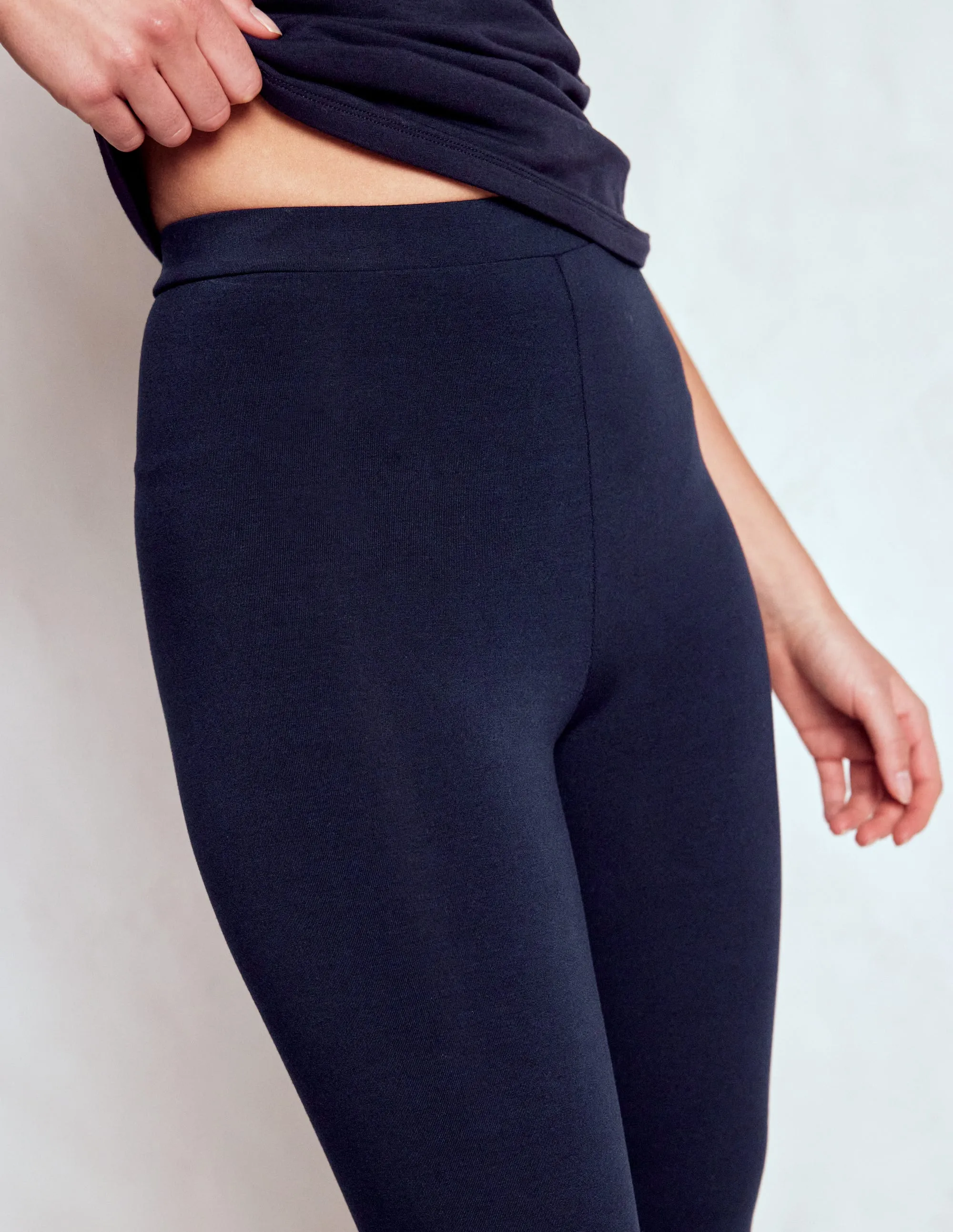 High Rise Jersey Leggings-Navy formal look