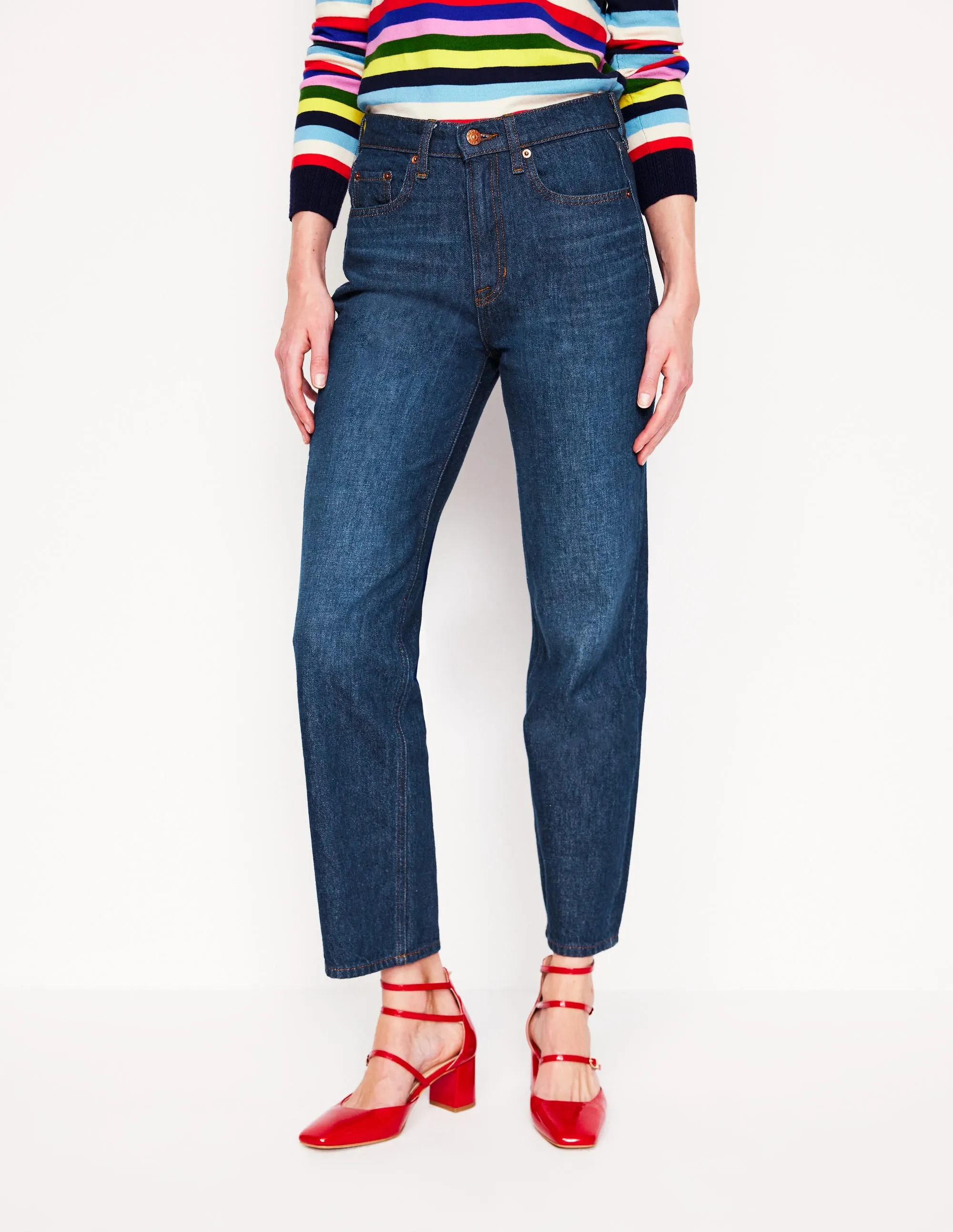 High Rise Rigid Straight Jeans-Indigo Rinse family gathering