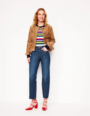 High Rise Rigid Straight Jeans-Indigo Rinse travel easy