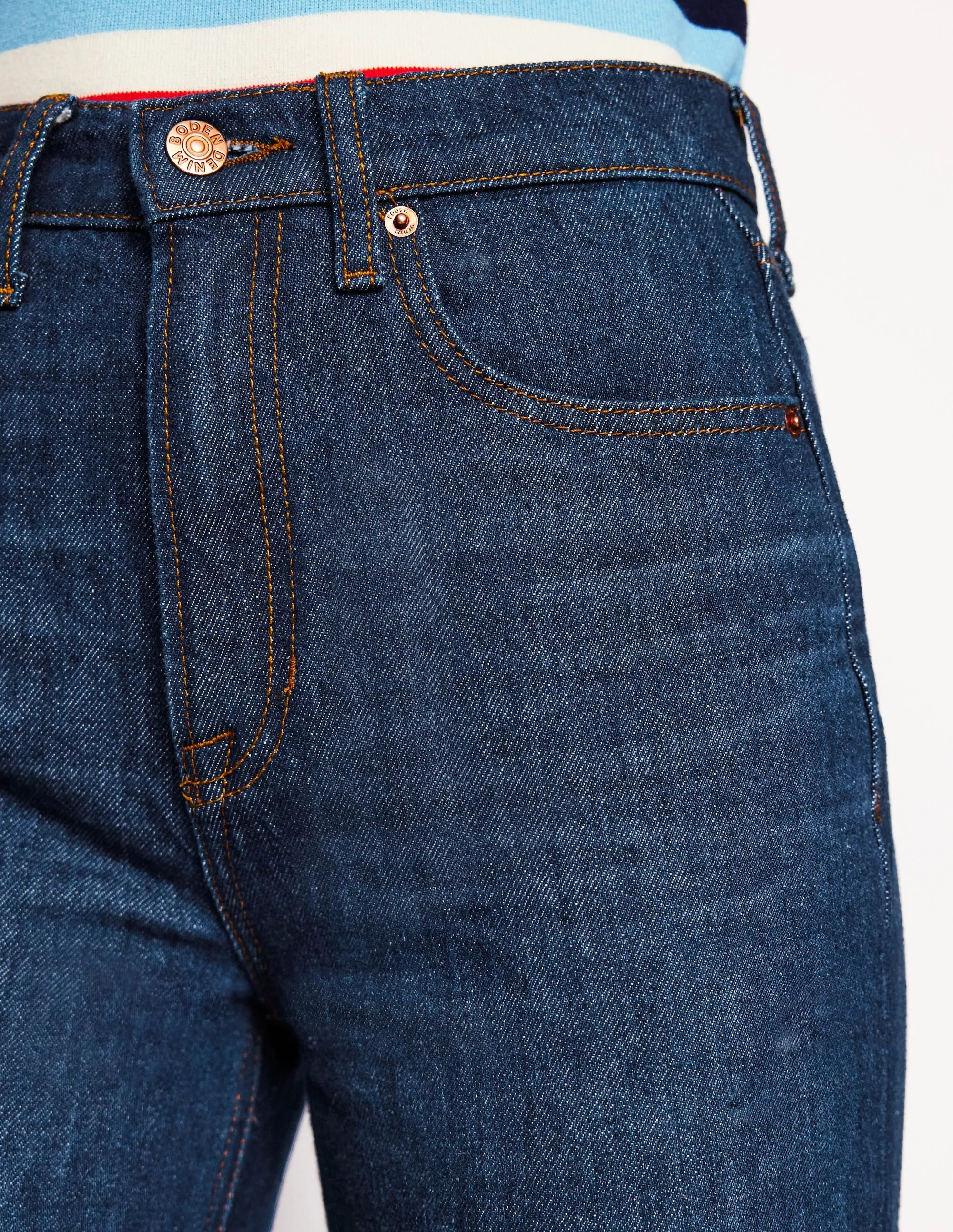 High Rise Rigid Straight Jeans-Indigo Rinse straight cut