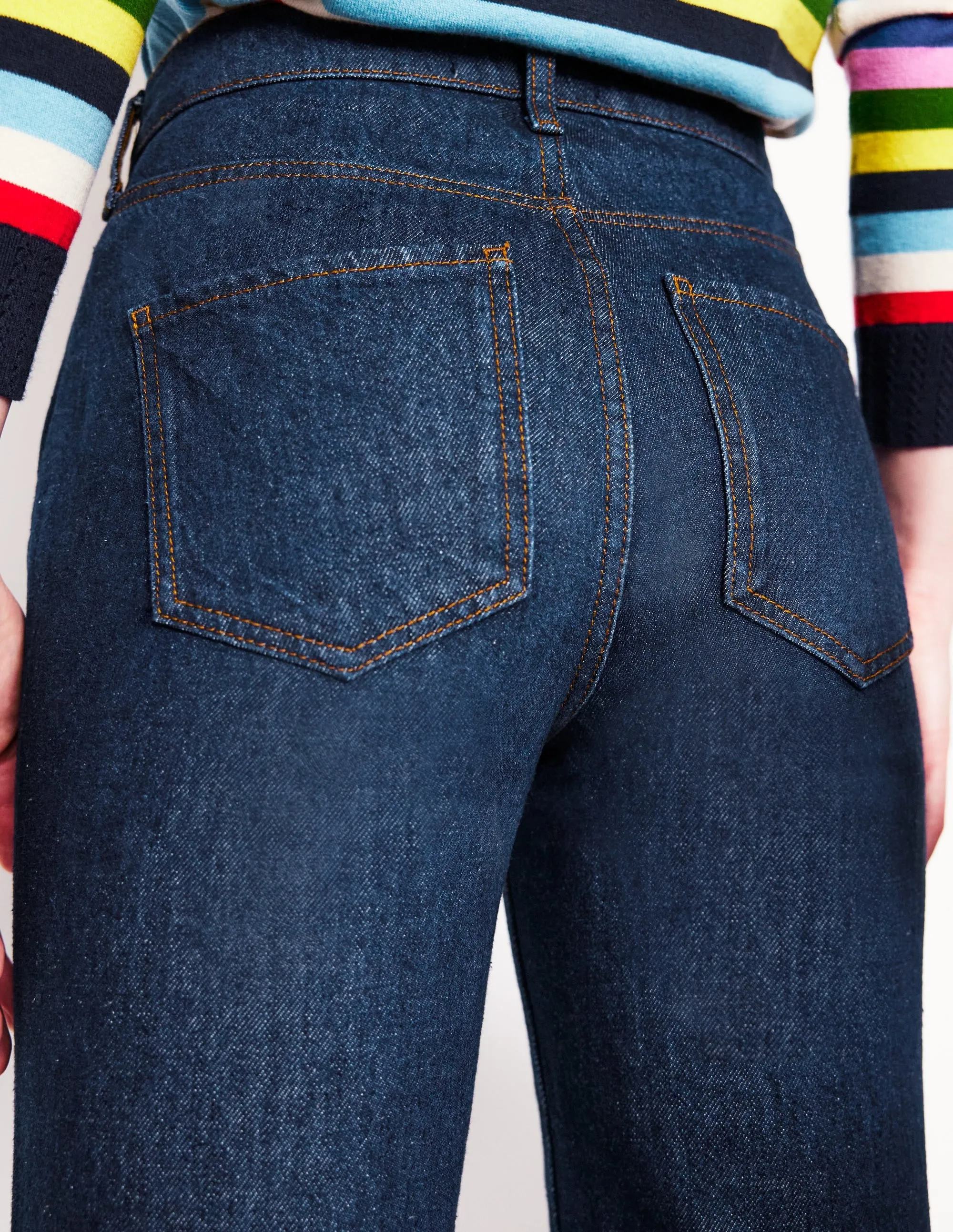 High Rise Rigid Straight Jeans-Indigo Rinse texture upgrade