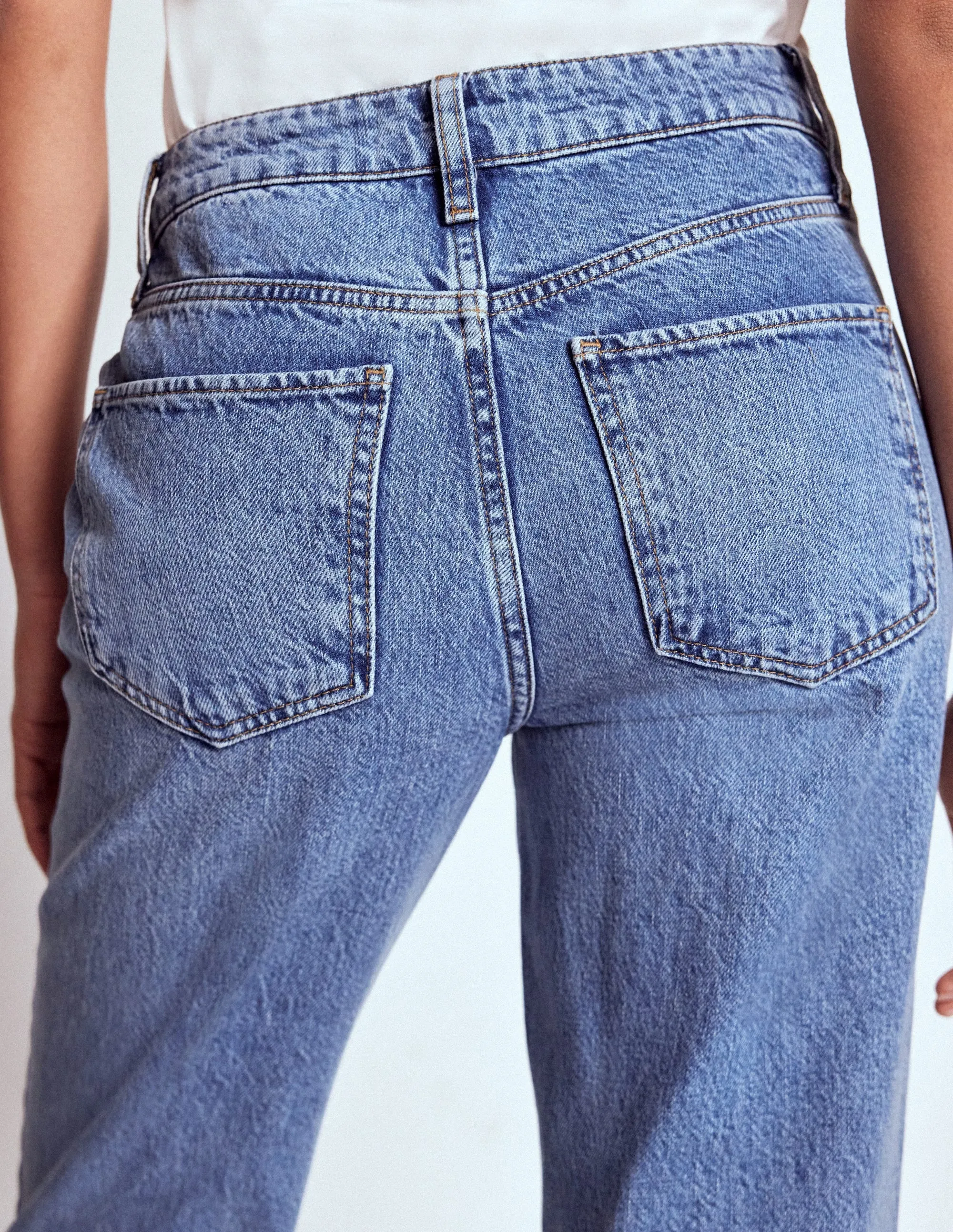 High Rise Rigid Straight Jeans-Light Vintage easy wear