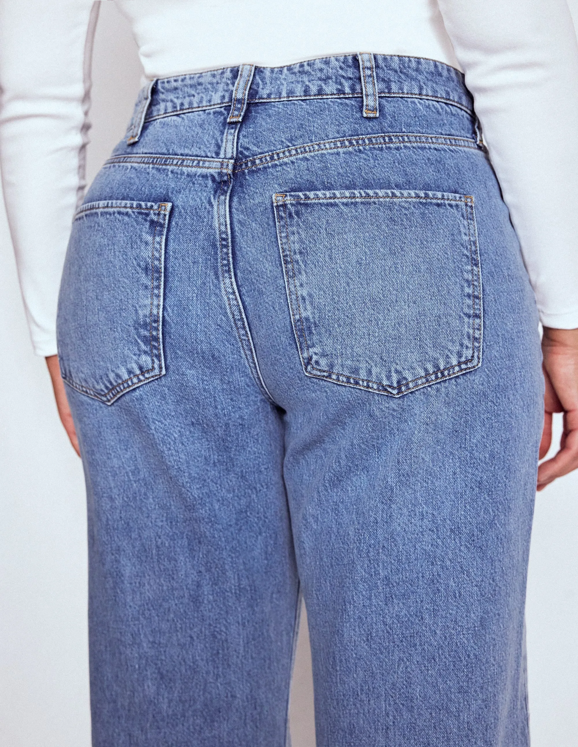 High Rise Rigid Straight Jeans-Light Vintage retro trendy