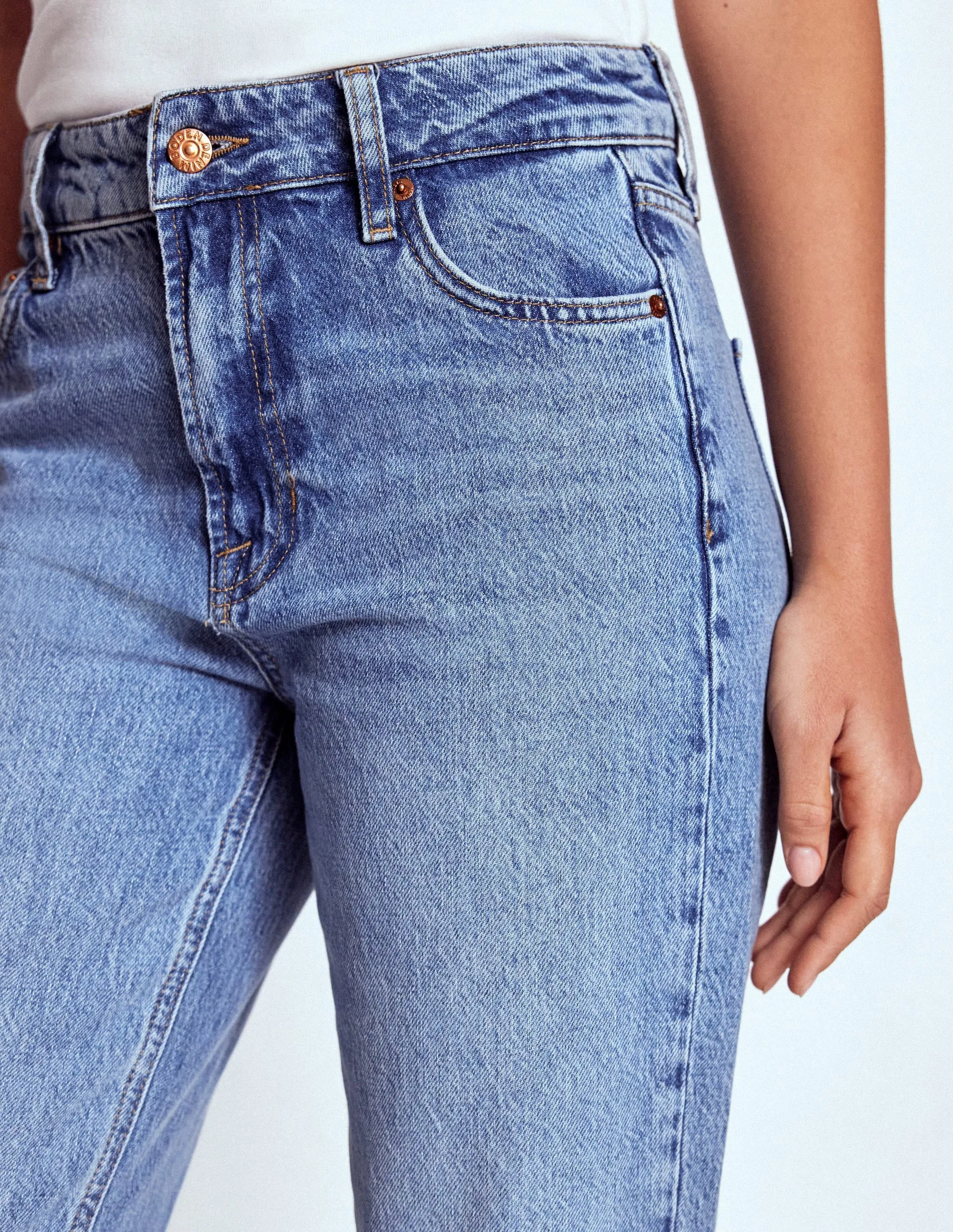 High Rise Rigid Straight Jeans-Light Vintage protective layer