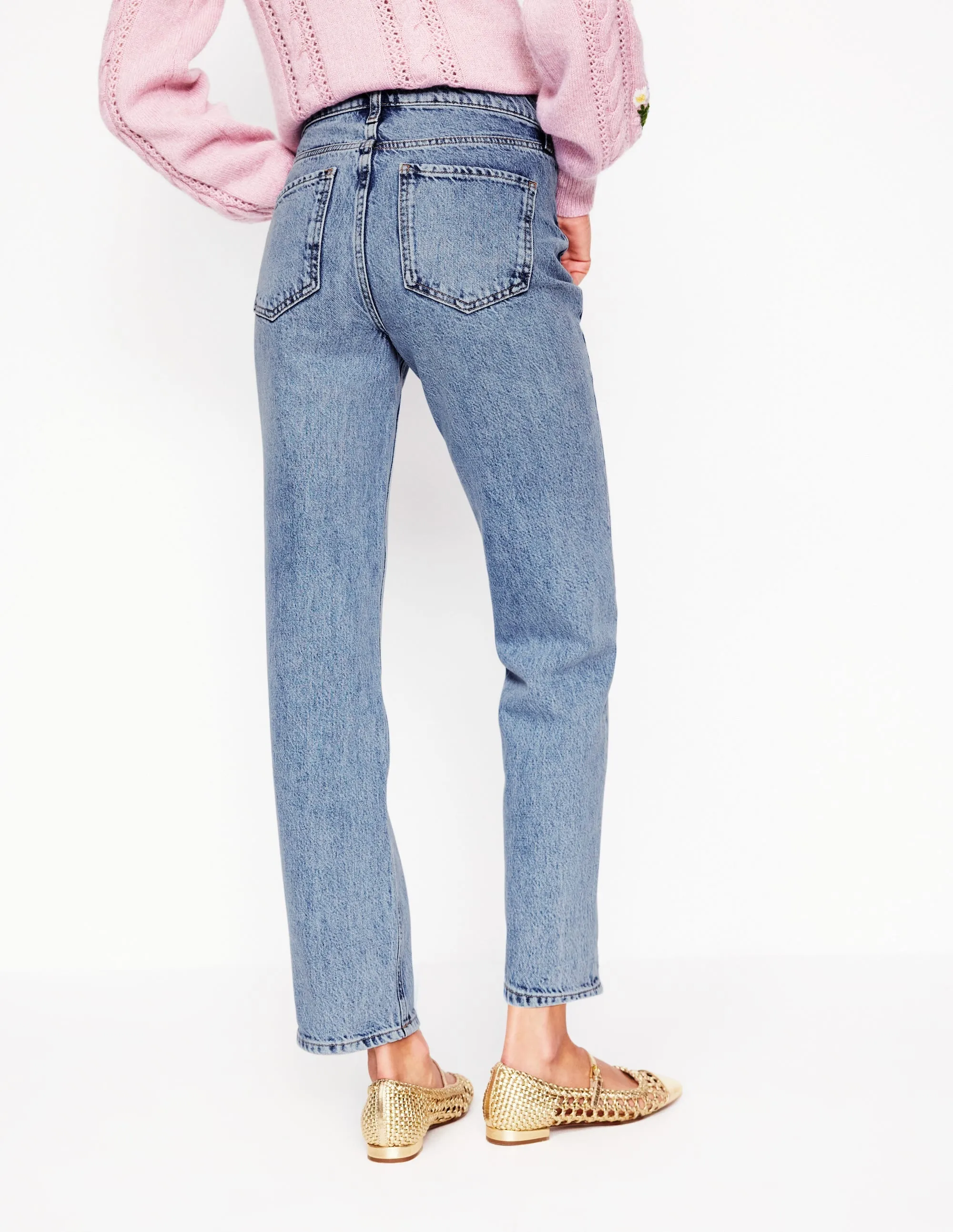 High Rise Rigid Straight Jeans-Light Vintage free wear