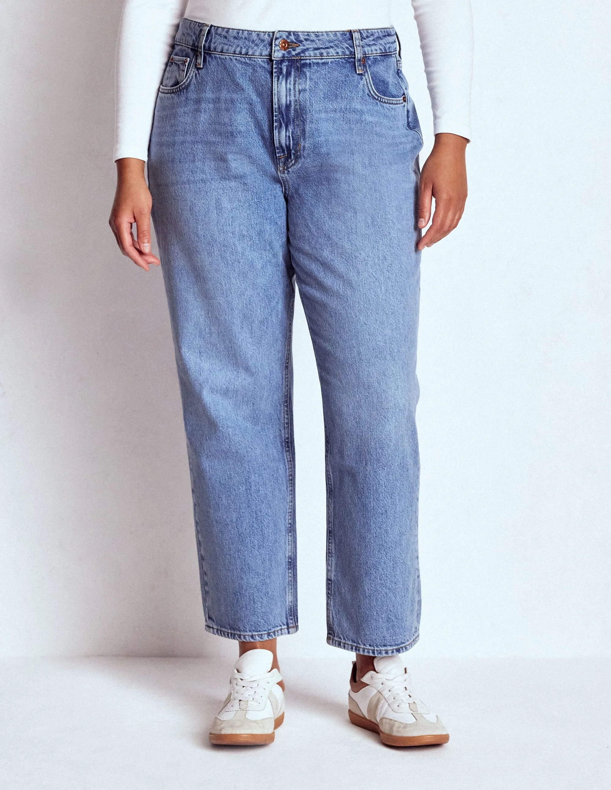 High Rise Rigid Straight Jeans-Light Vintage street trendy