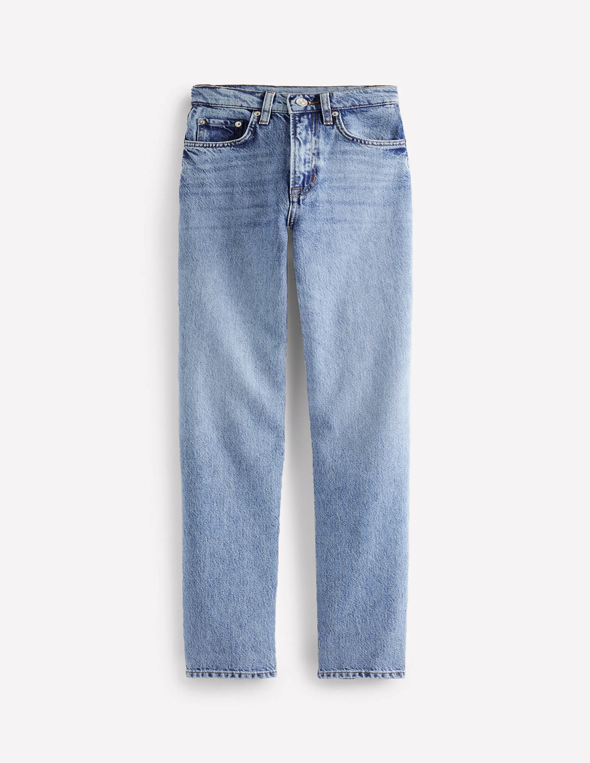 High Rise Rigid Straight Jeans-Light Vintage cropped length