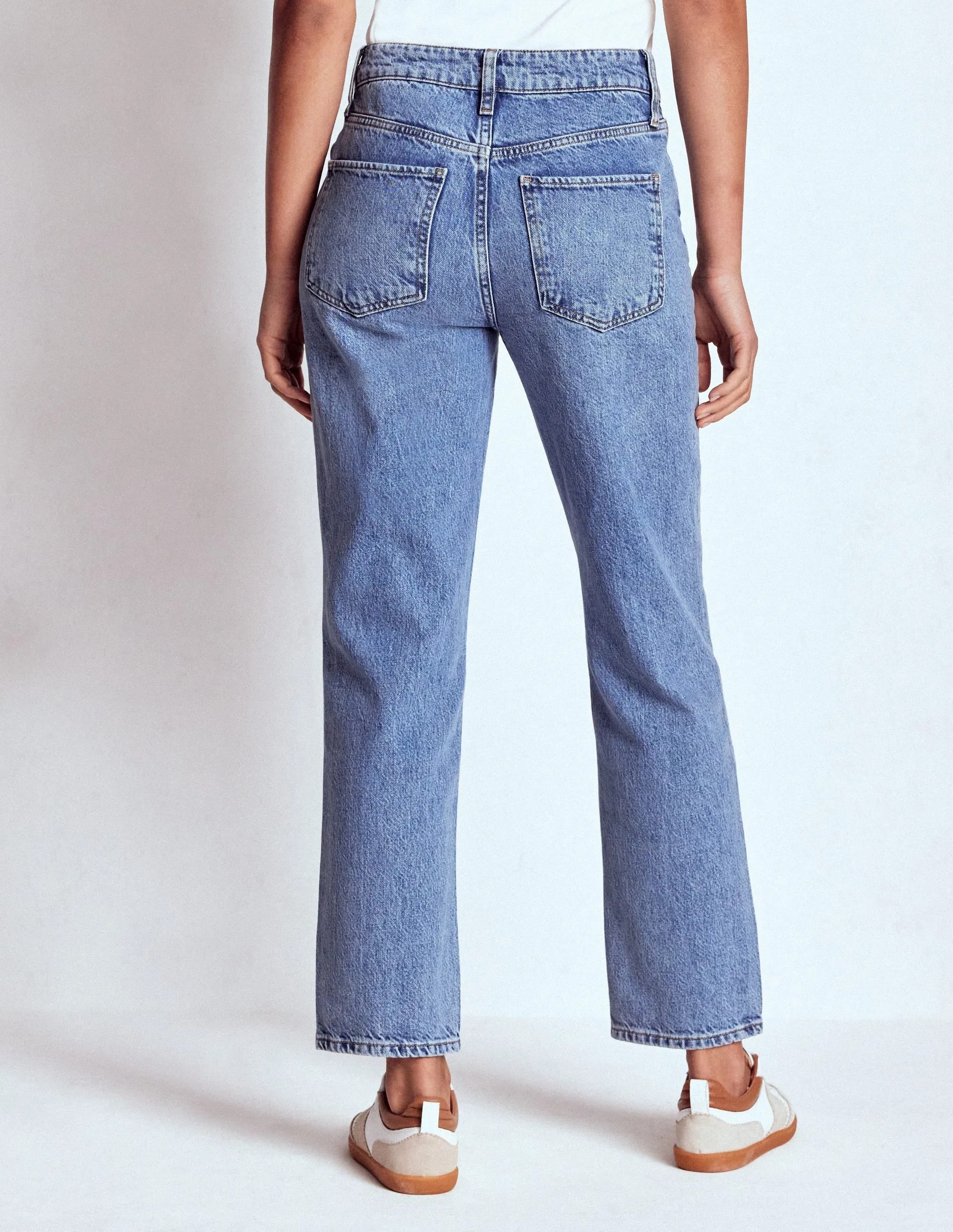 High Rise Rigid Straight Jeans-Light Vintage casual layering