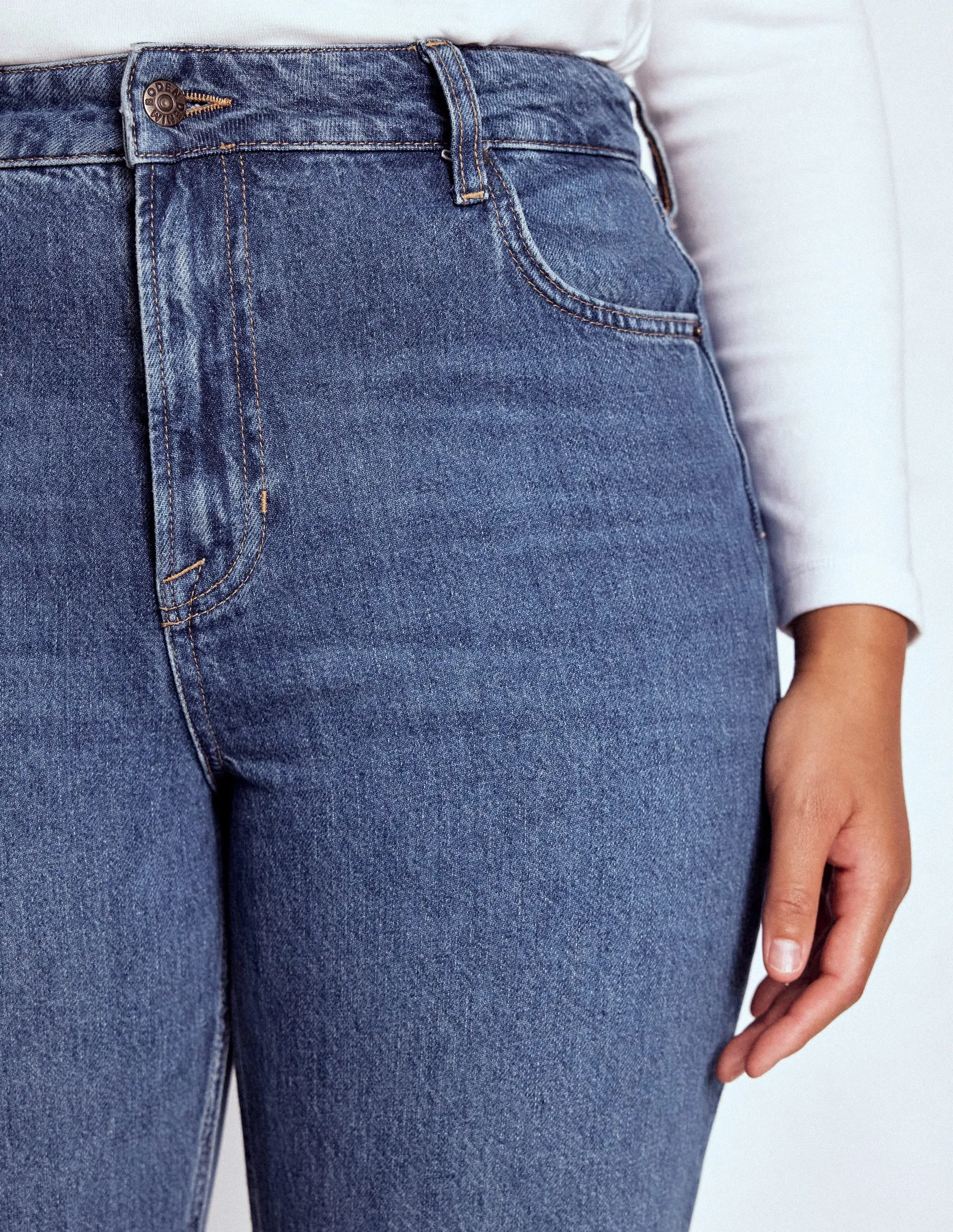 High Rise Rigid Straight Jeans-Mid Vintage fitness lover