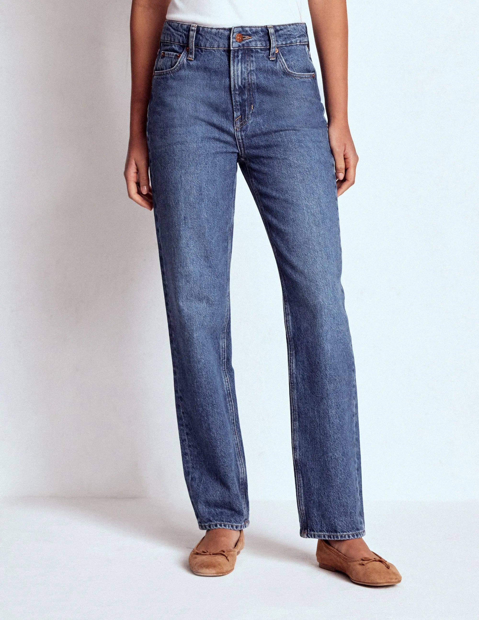 High Rise Rigid Straight Jeans-Mid Vintage street fashion
