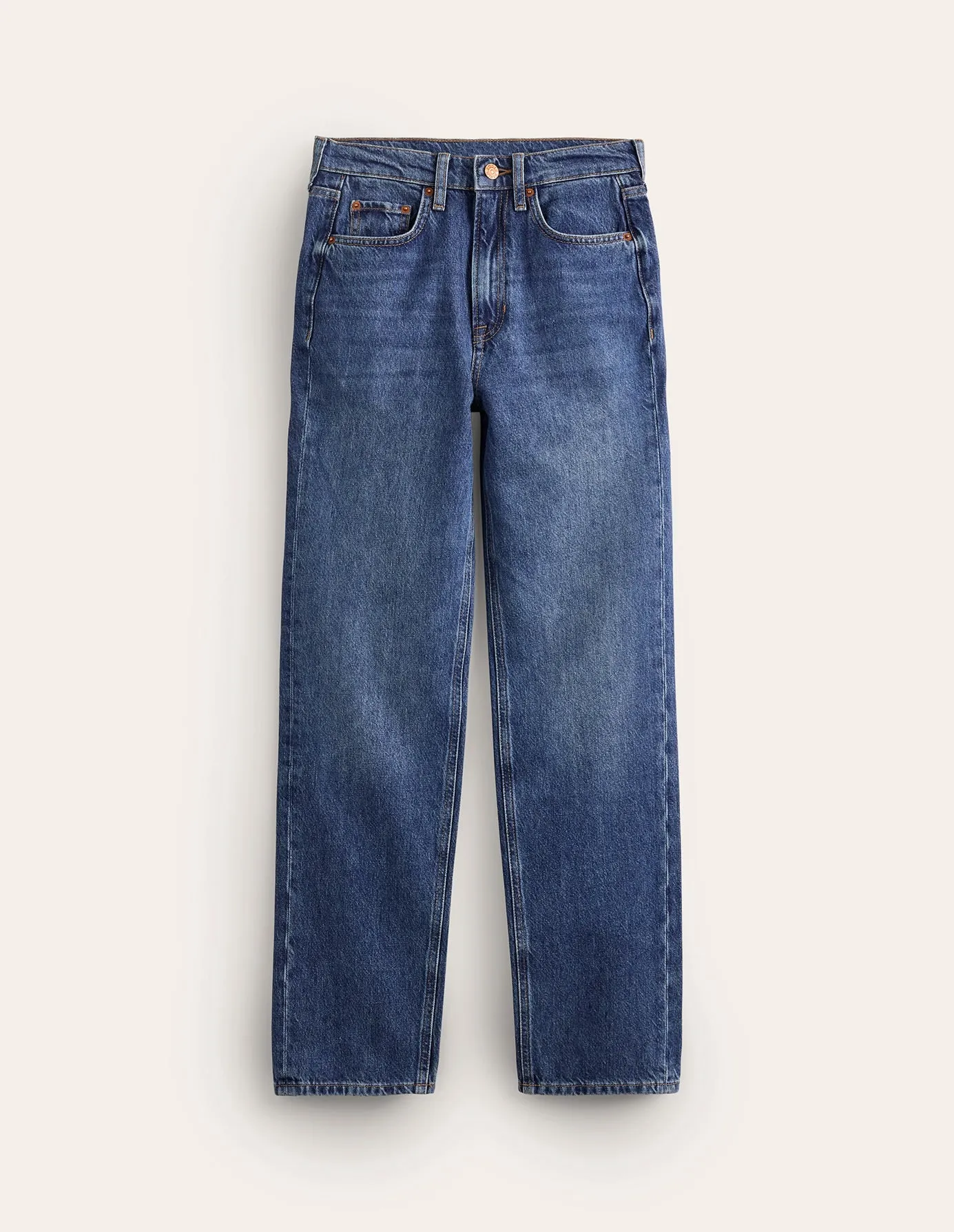 High Rise Rigid Straight Jeans-Mid Vintage classic look