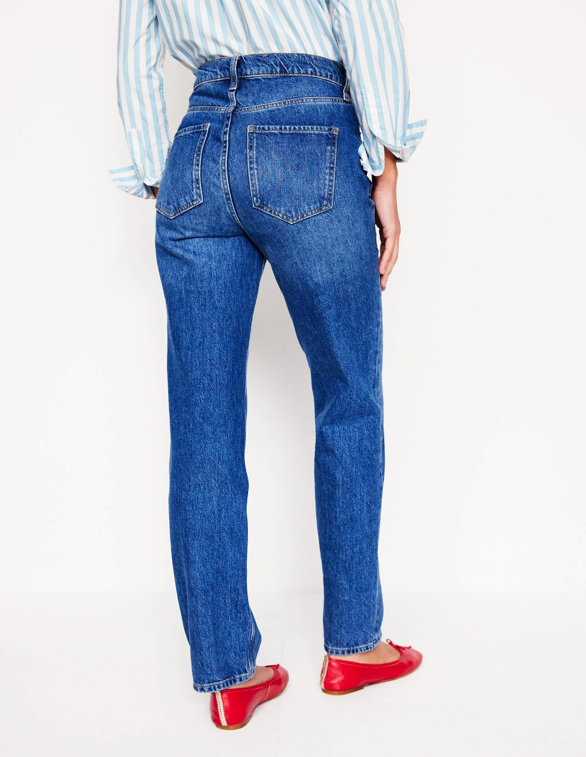 High Rise Rigid Straight Jeans-Mid Vintage trend spirit