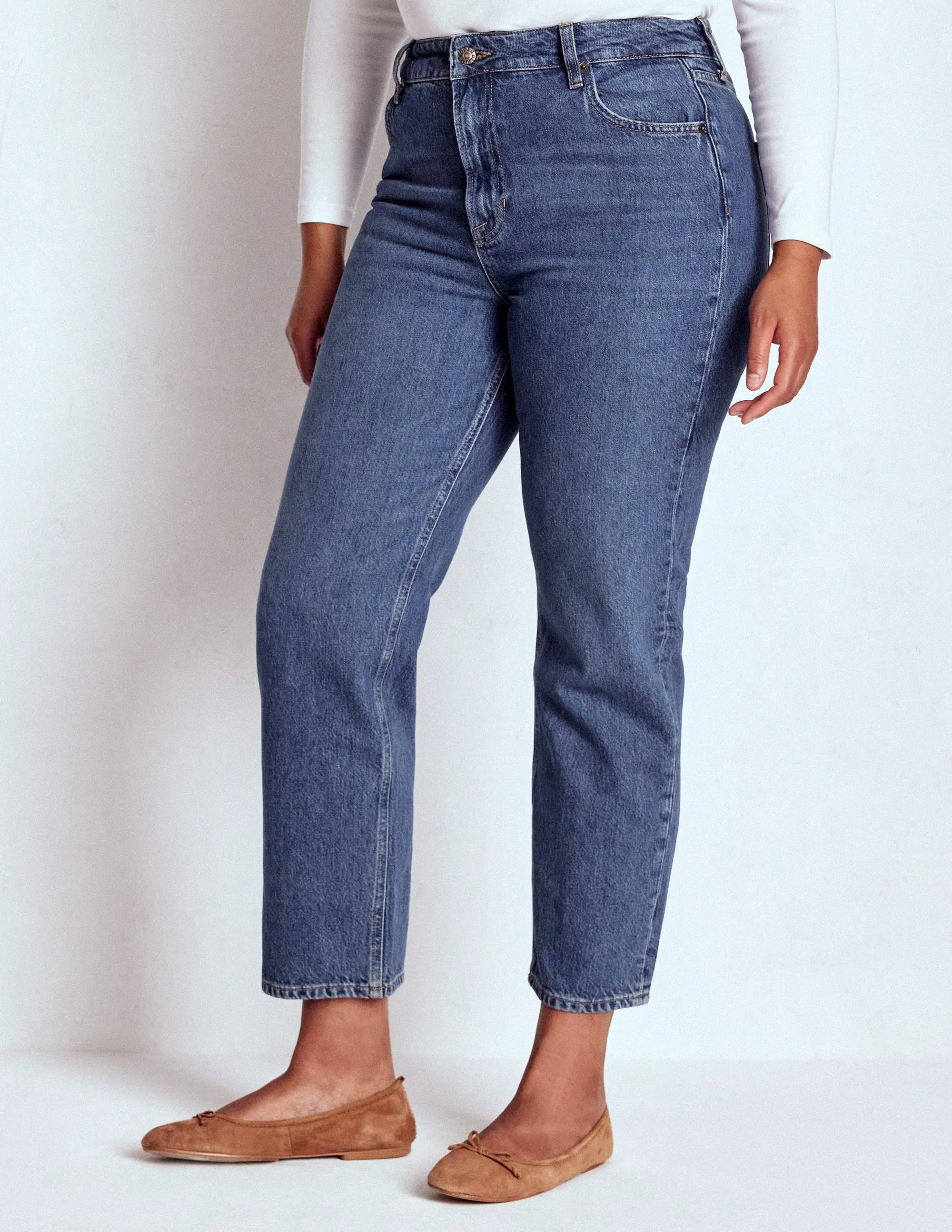 High Rise Rigid Straight Jeans-Mid Vintage safety gear
