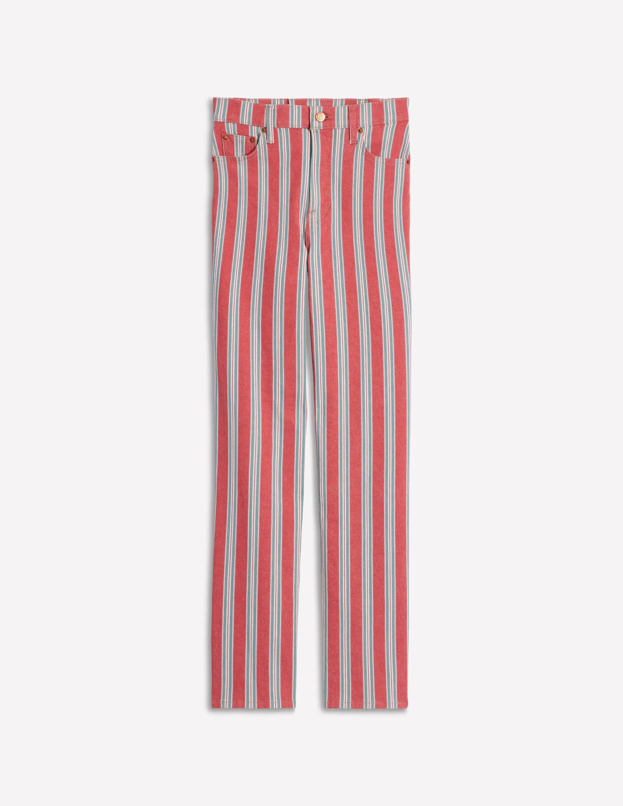 High Rise Stripe Jeans-Red, Blue and Pink Stripe waterproof material