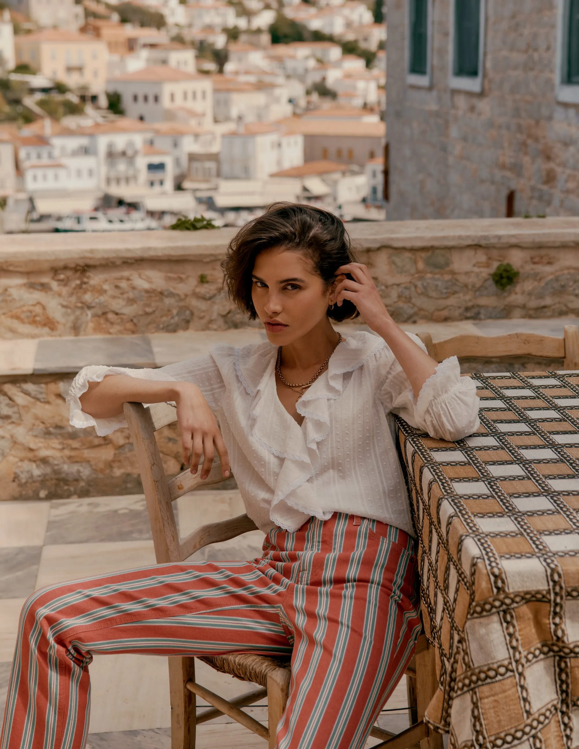 High Rise Stripe Jeans-Red, Blue and Pink Stripe durable wear