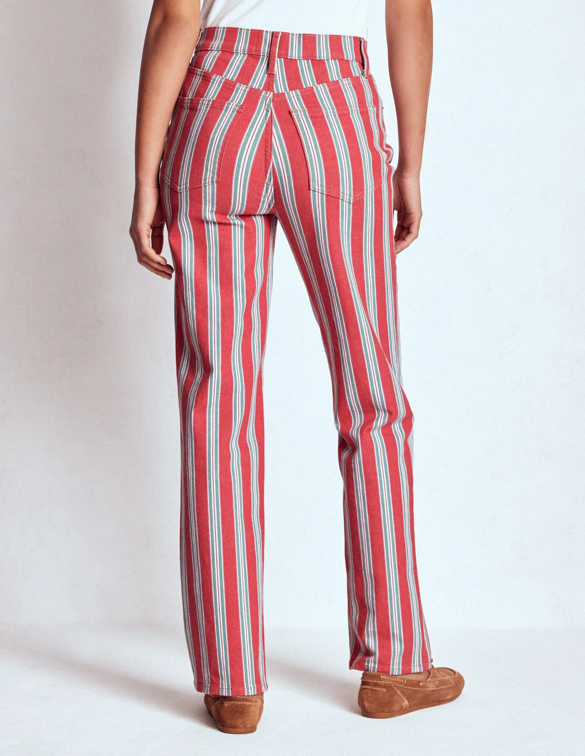 High Rise Stripe Jeans-Red, Blue and Pink Stripe casual versatile