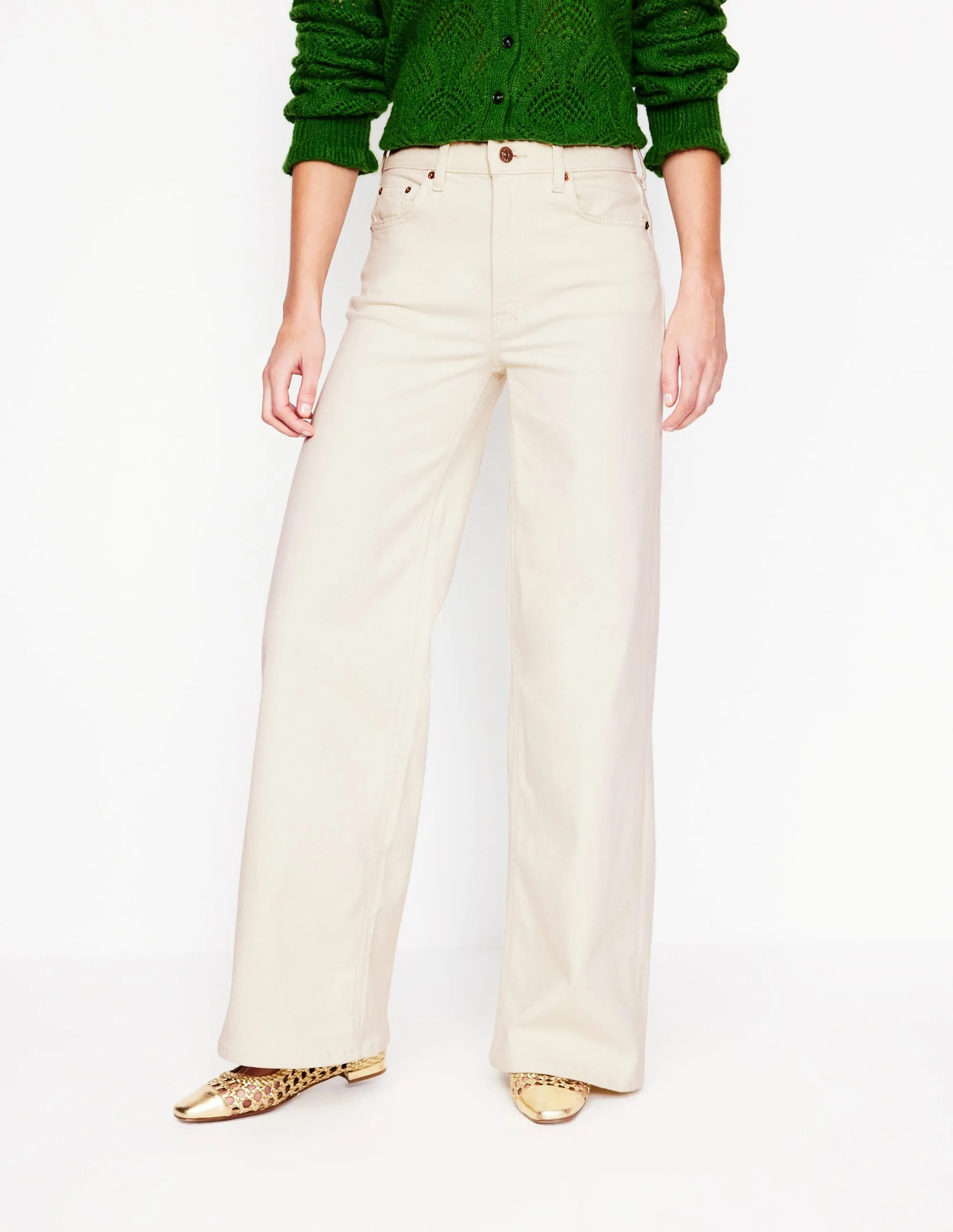 High Rise Wide Leg Jeans-Ecru outdoor tough