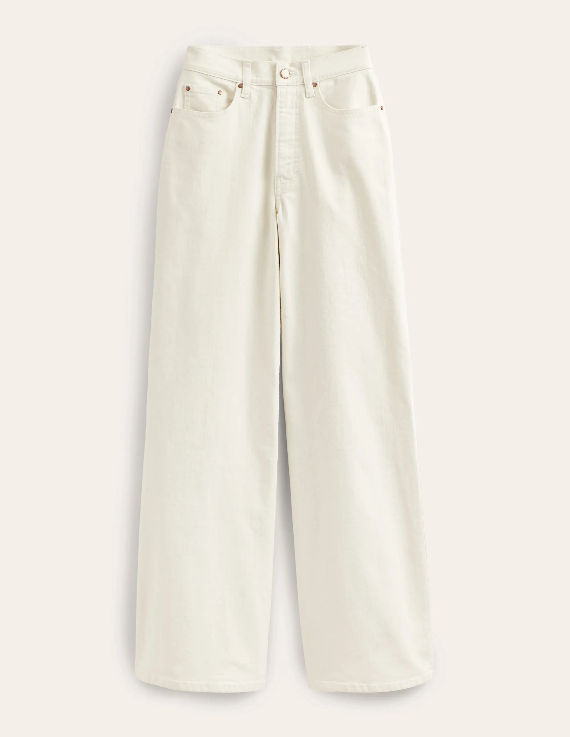 High Rise Wide Leg Jeans-Ecru unique charm