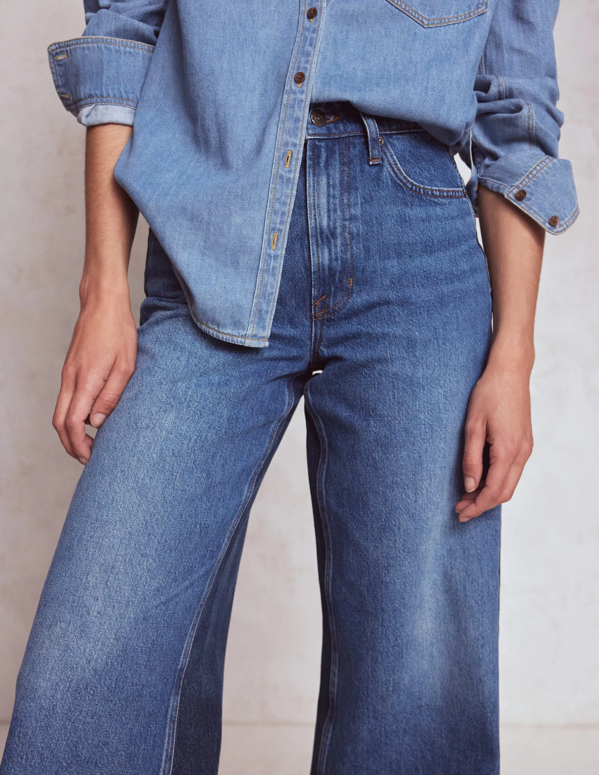 High Rise Wide Leg Jeans-Hotch Potch layered warmth