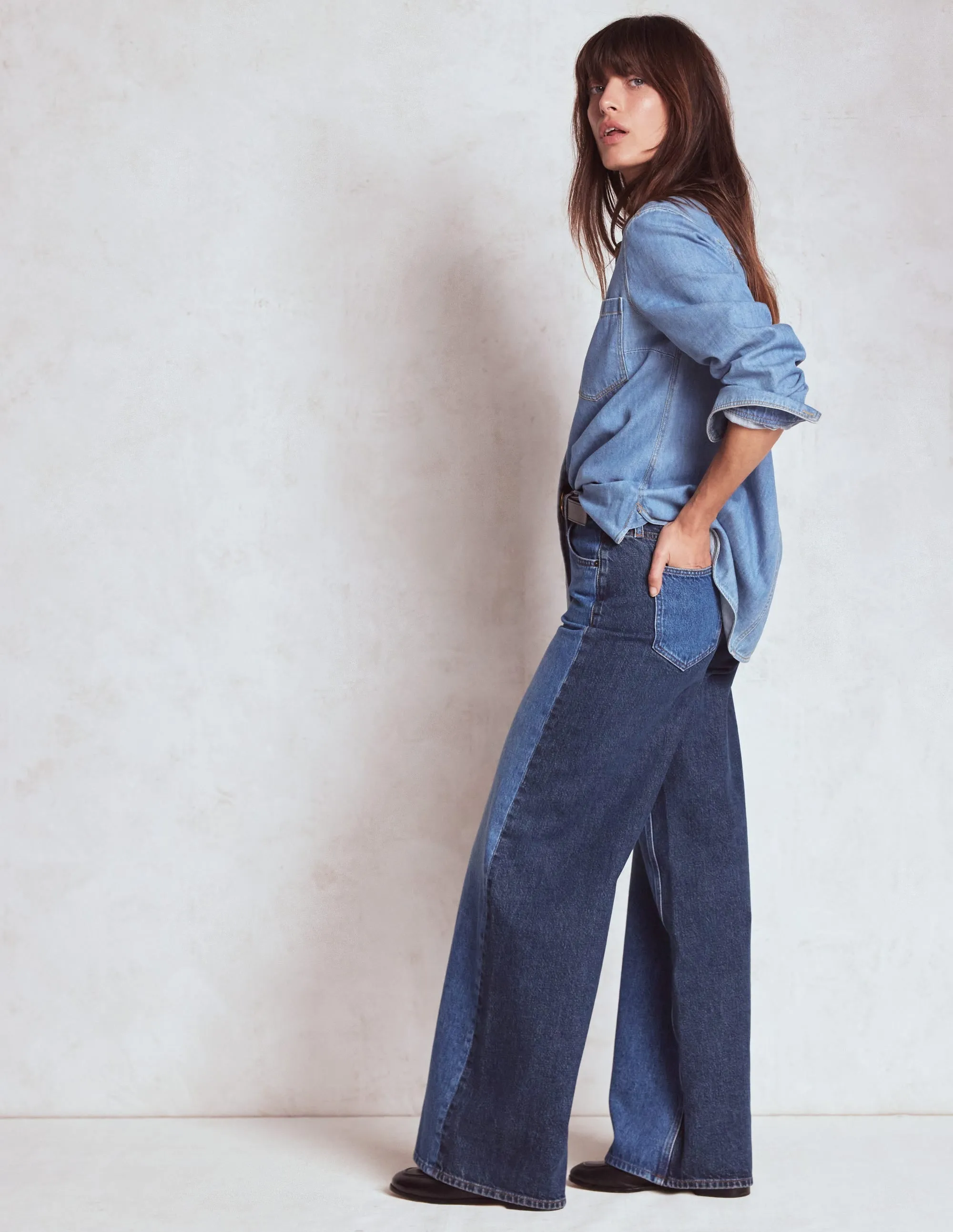 High Rise Wide Leg Jeans-Hotch Potch easy care fabric