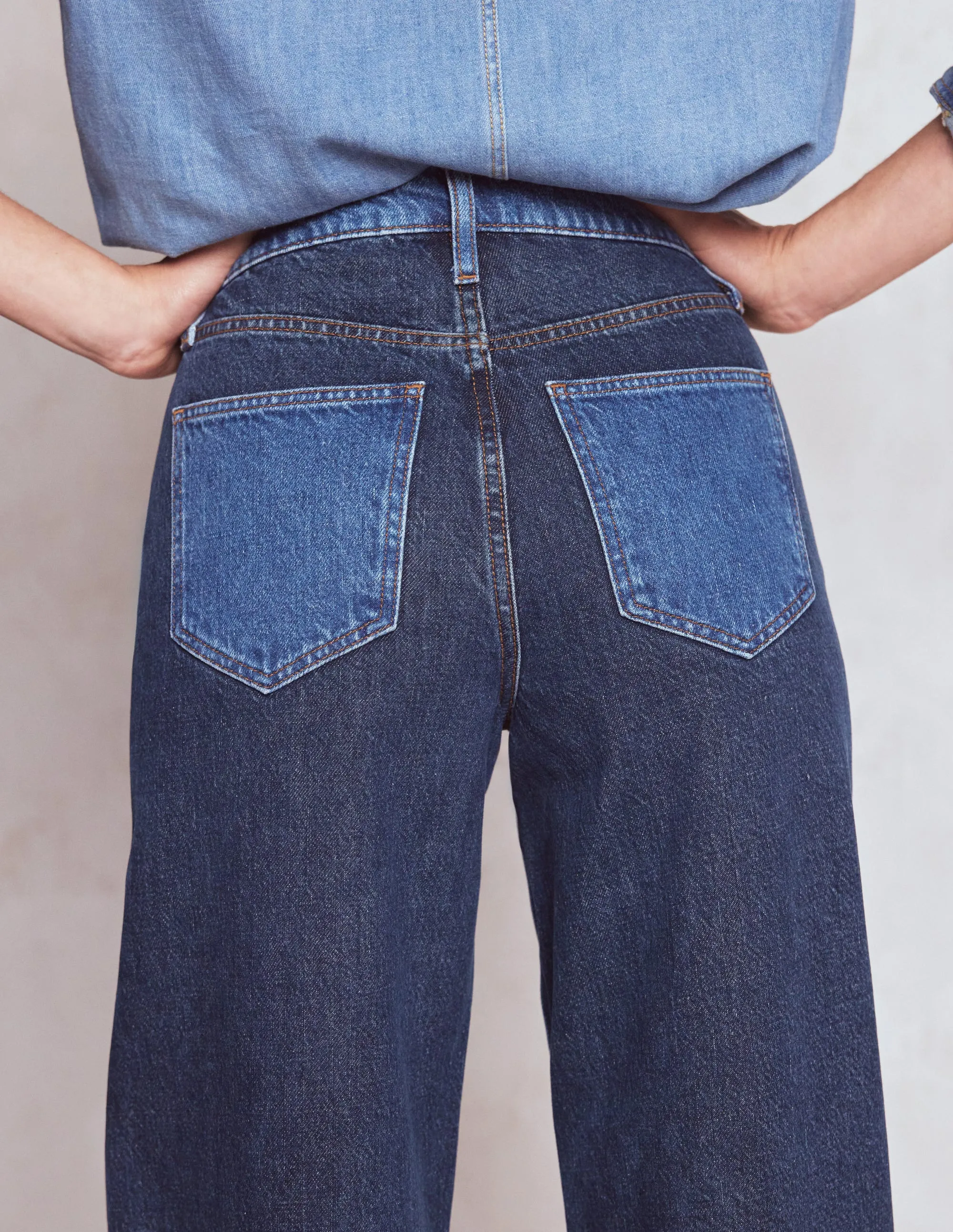 High Rise Wide Leg Jeans-Hotch Potch pocket details