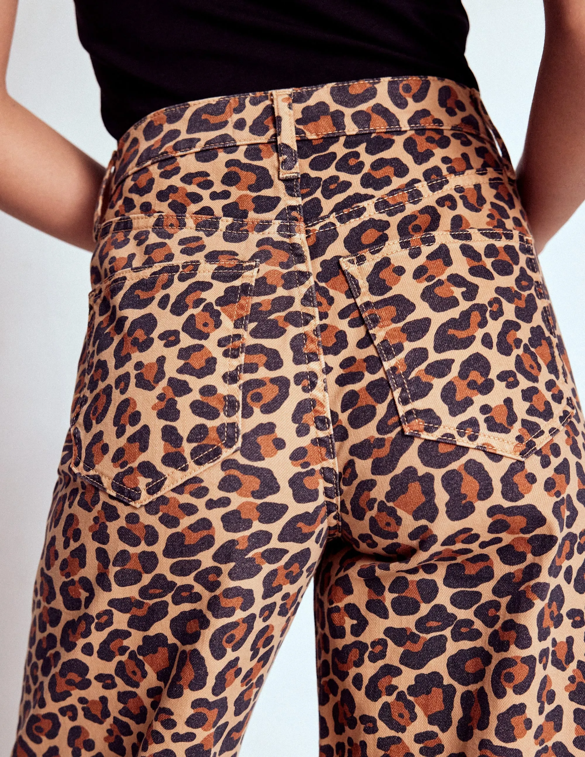 High Rise Wide Leg Jeans-Leopard Print classic must