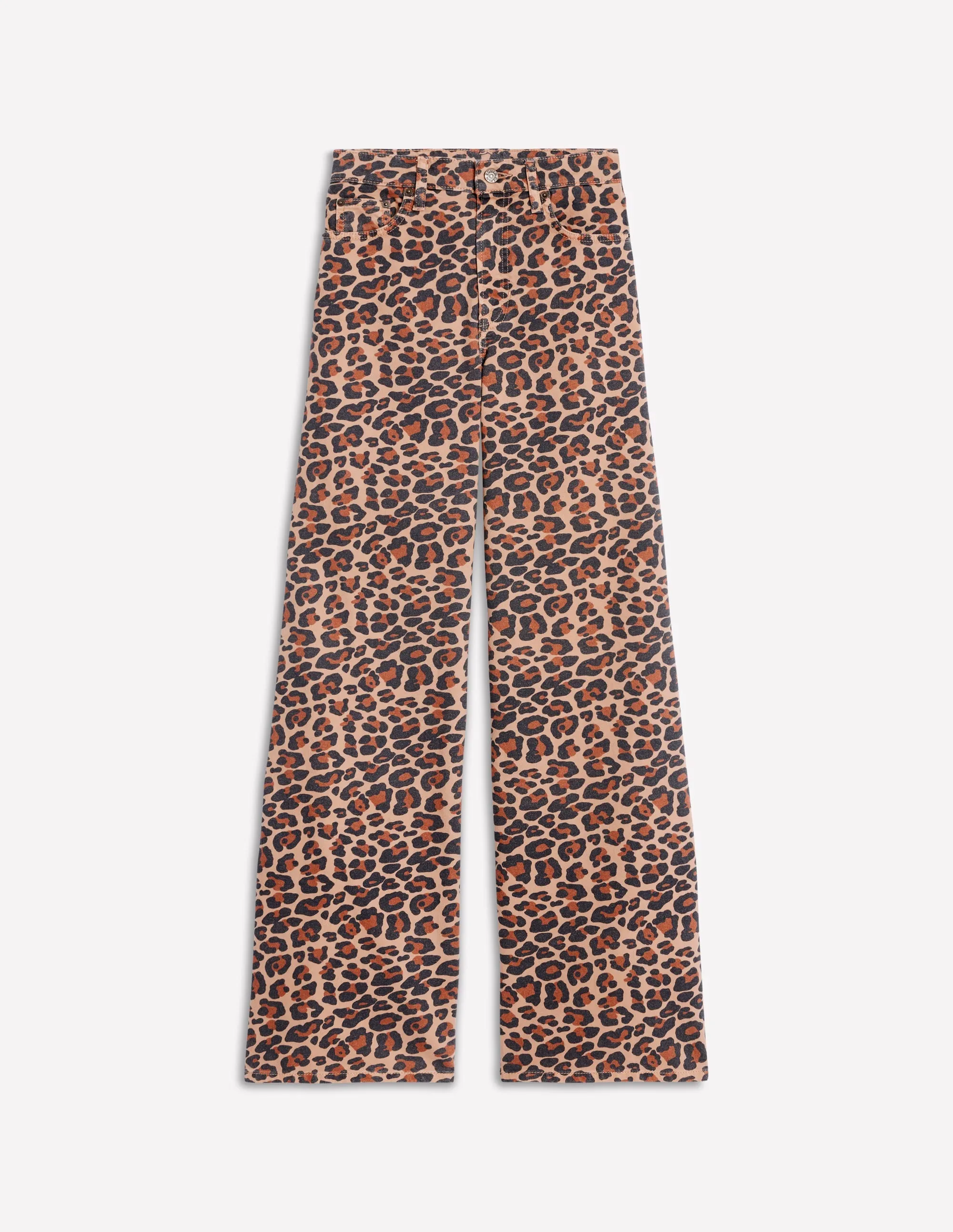 High Rise Wide Leg Jeans-Leopard Print eco comfort