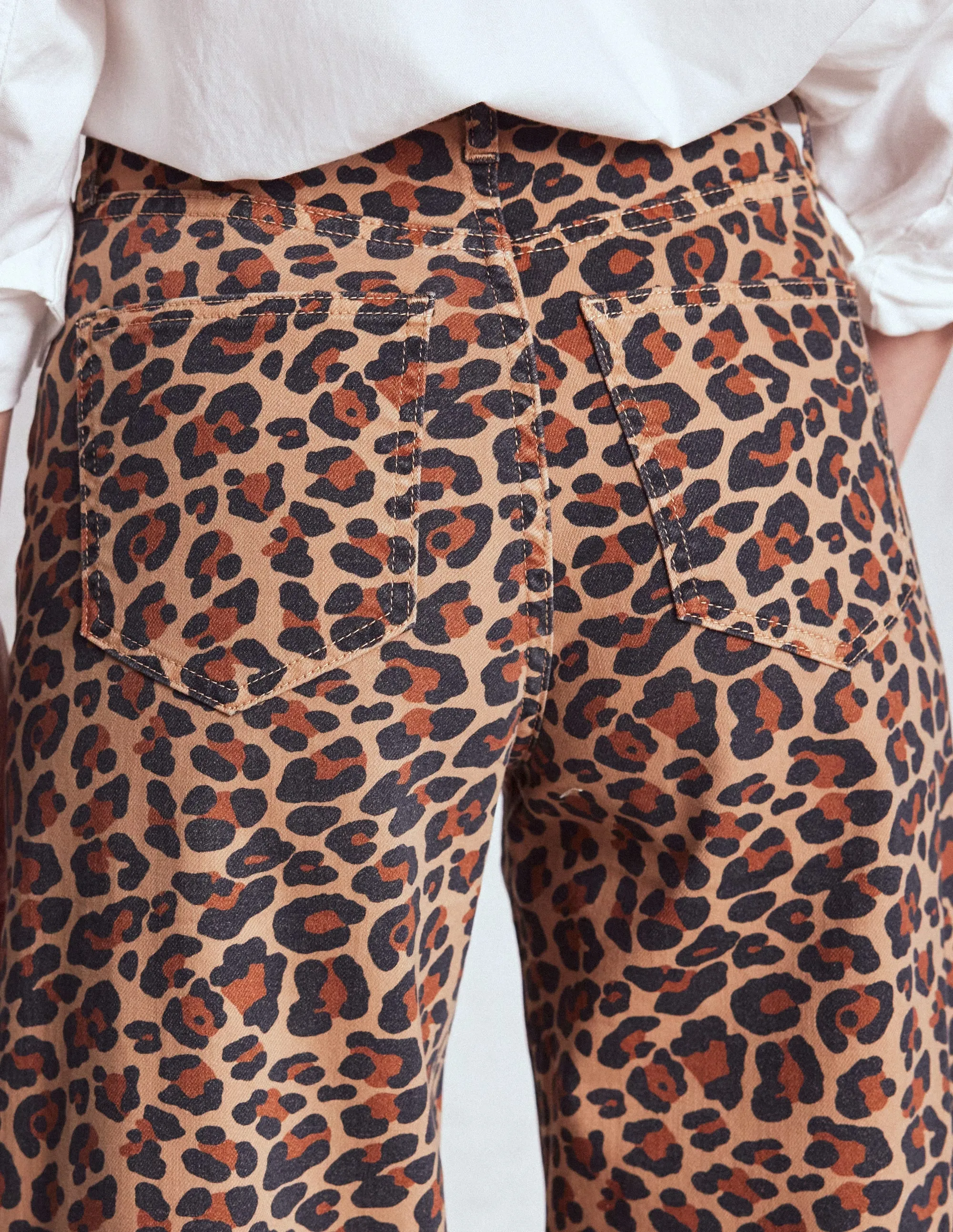 High Rise Wide Leg Jeans-Leopard Print subtle elegance