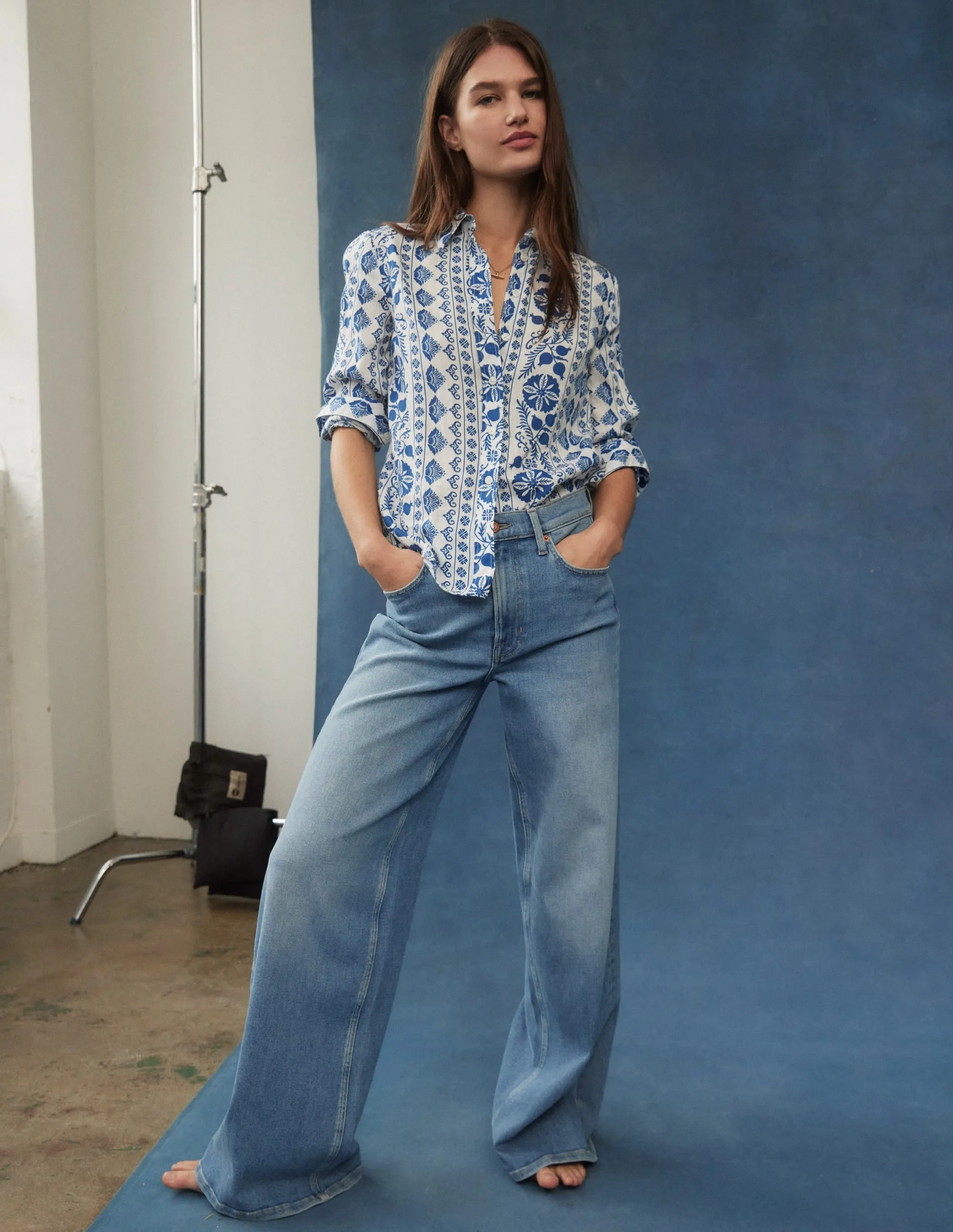 High Rise Wide Leg Jeans-Light Vintage multi choice