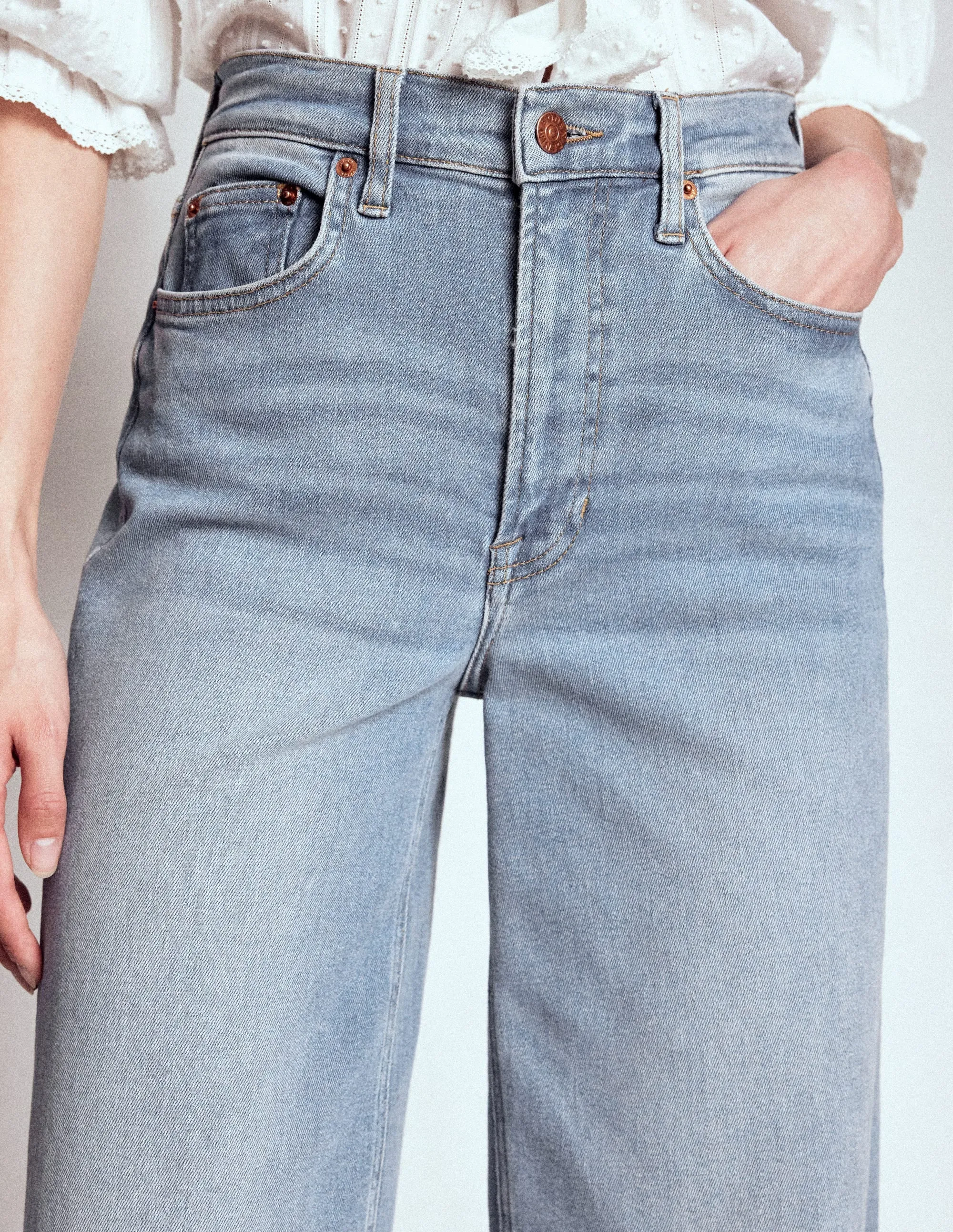 High Rise Wide Leg Jeans-Light Vintage easy wear