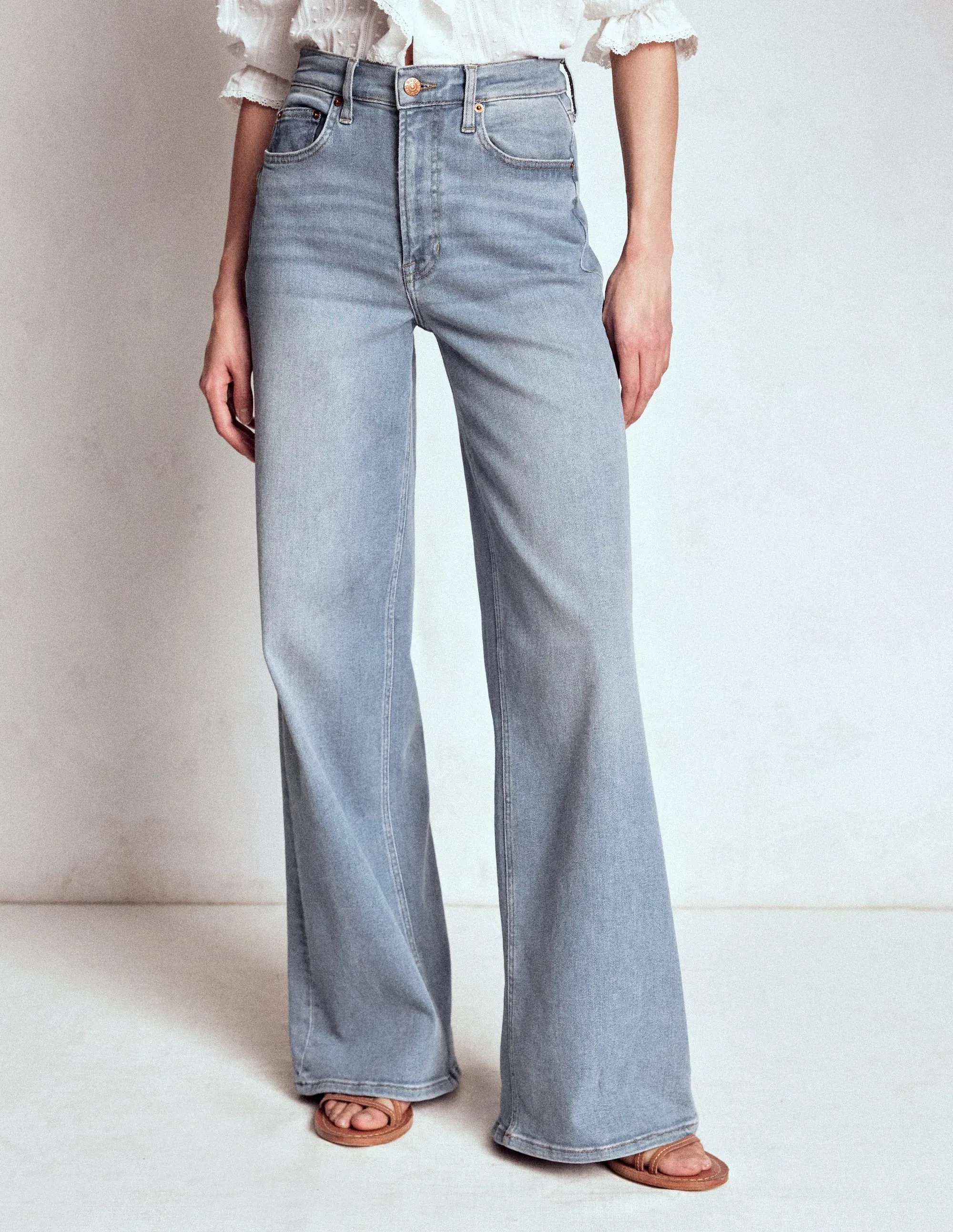 High Rise Wide Leg Jeans-Light Vintage elegant slim
