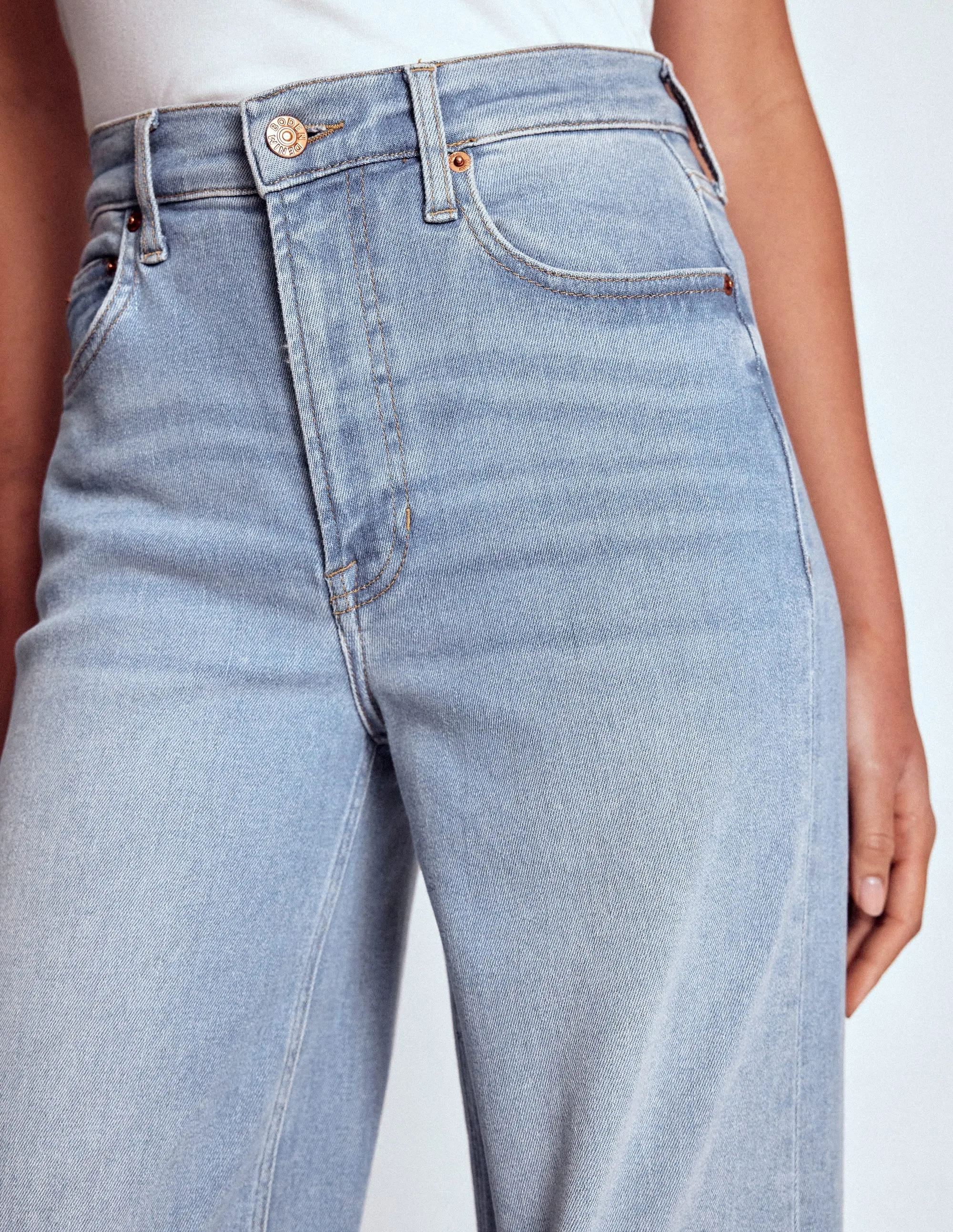 High Rise Wide Leg Jeans-Light Vintage multi size