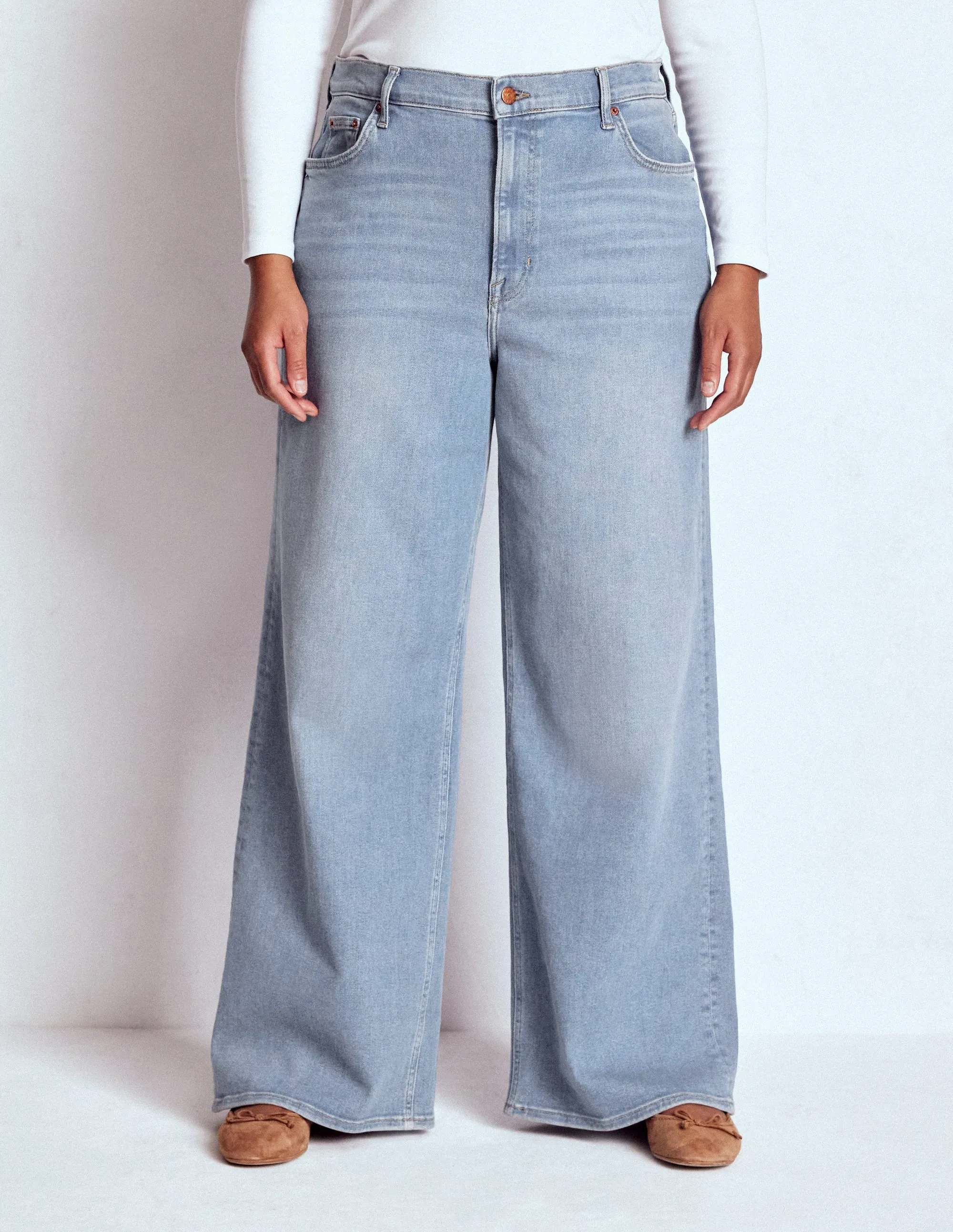 High Rise Wide Leg Jeans-Light Vintage festival wear