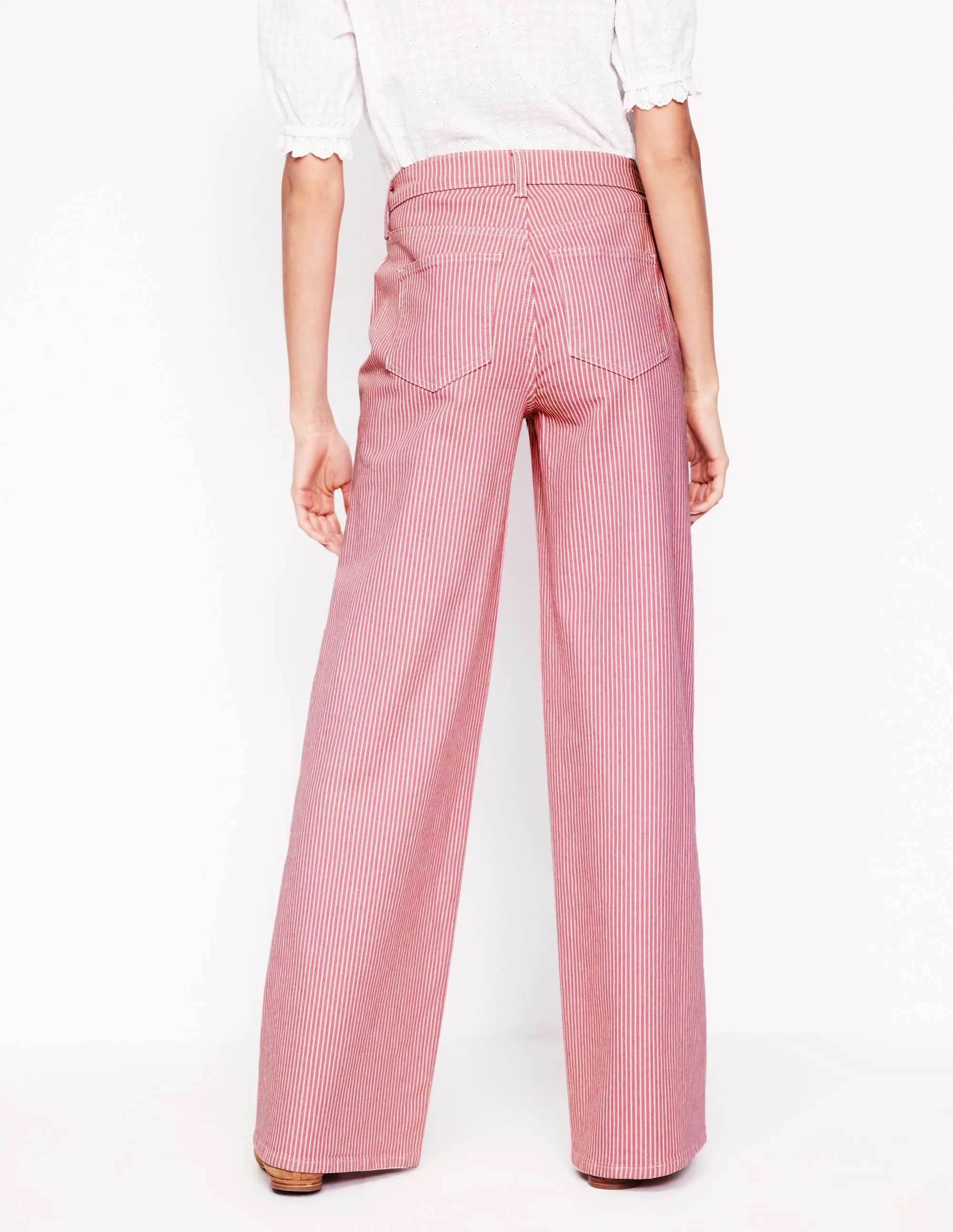 High Rise Wide Leg Jeans-Pink Stripe classic waist
