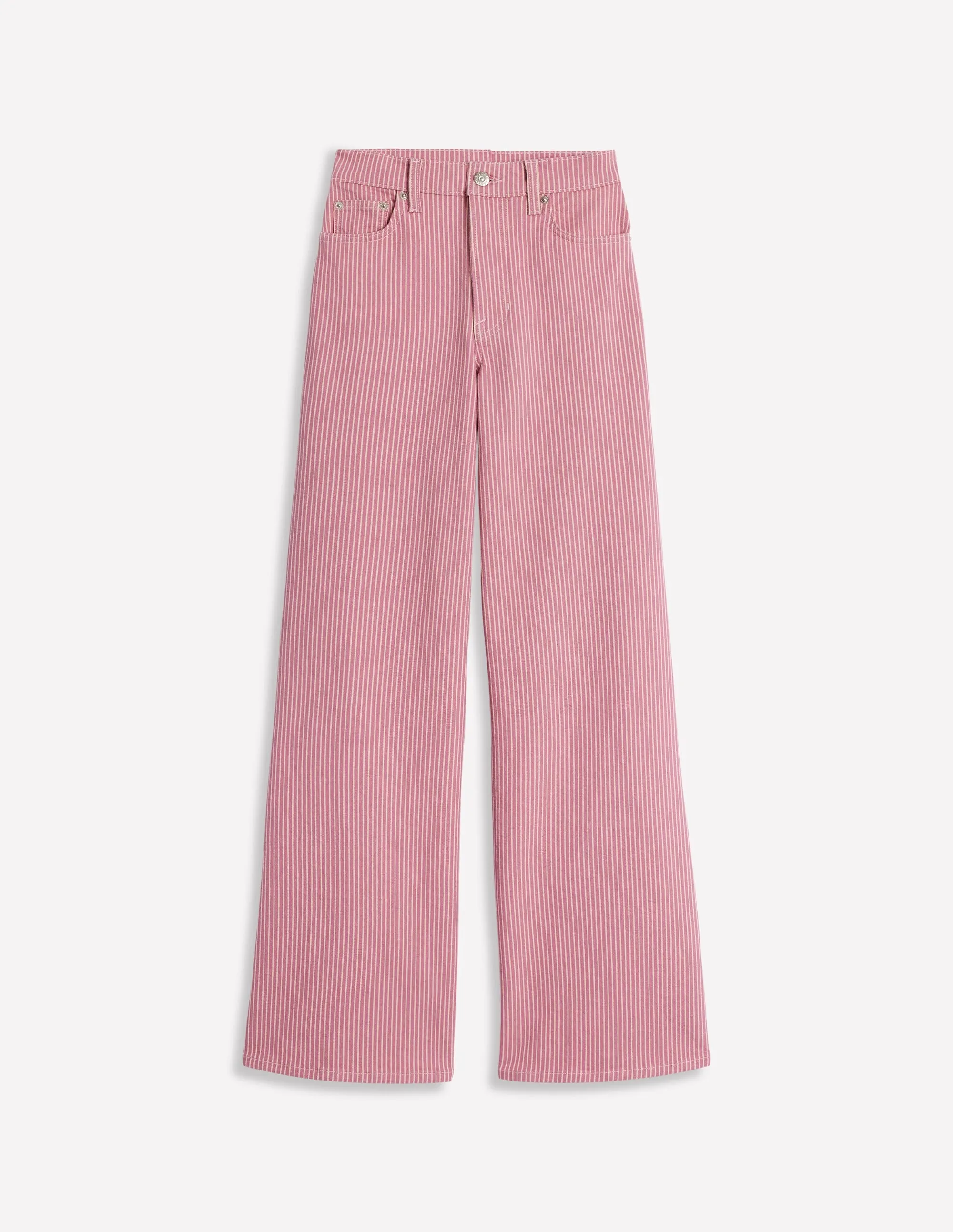 High Rise Wide Leg Jeans-Pink Stripe youth energy