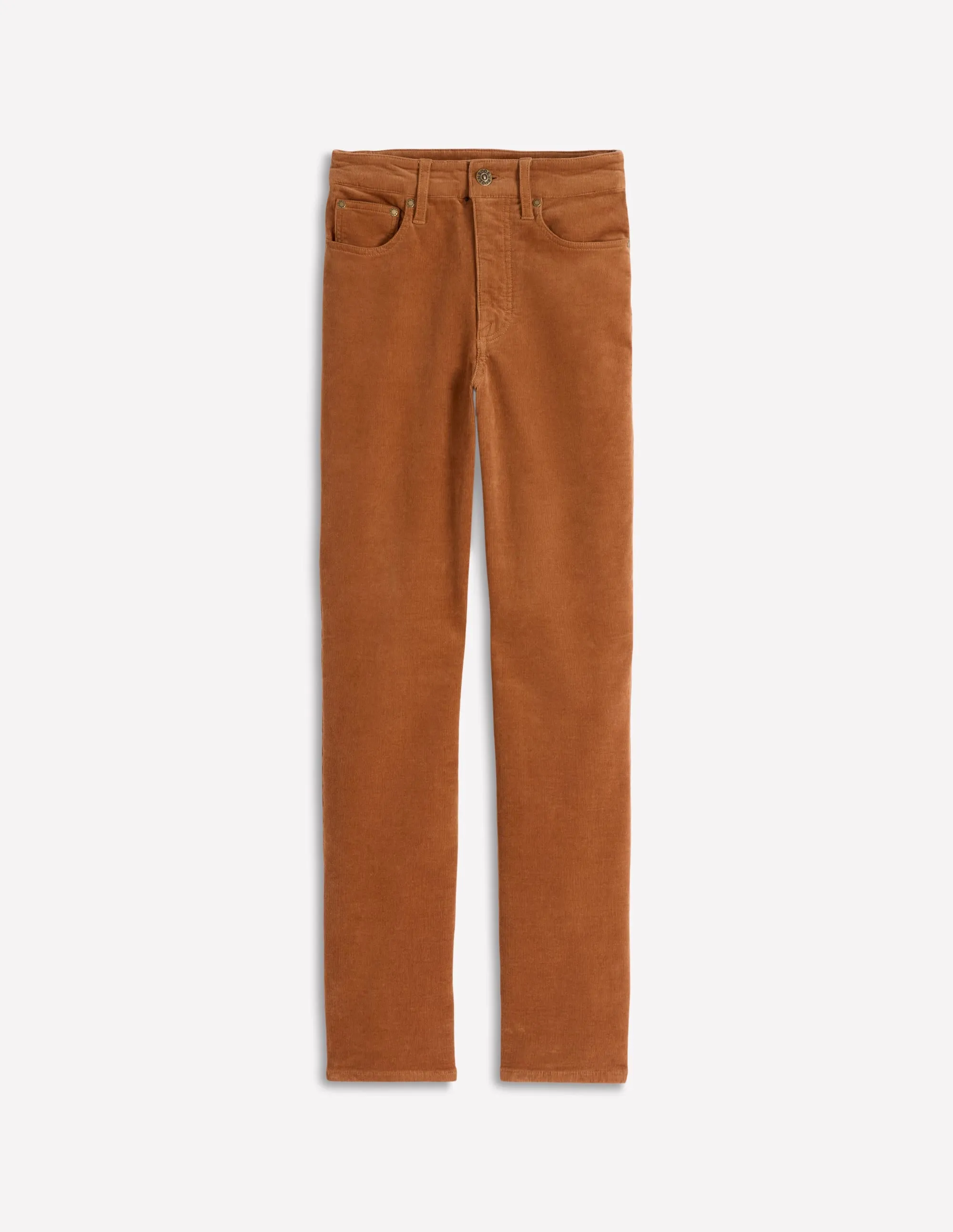 High-Waisted Cord Slim Jeans-Ginger formal look