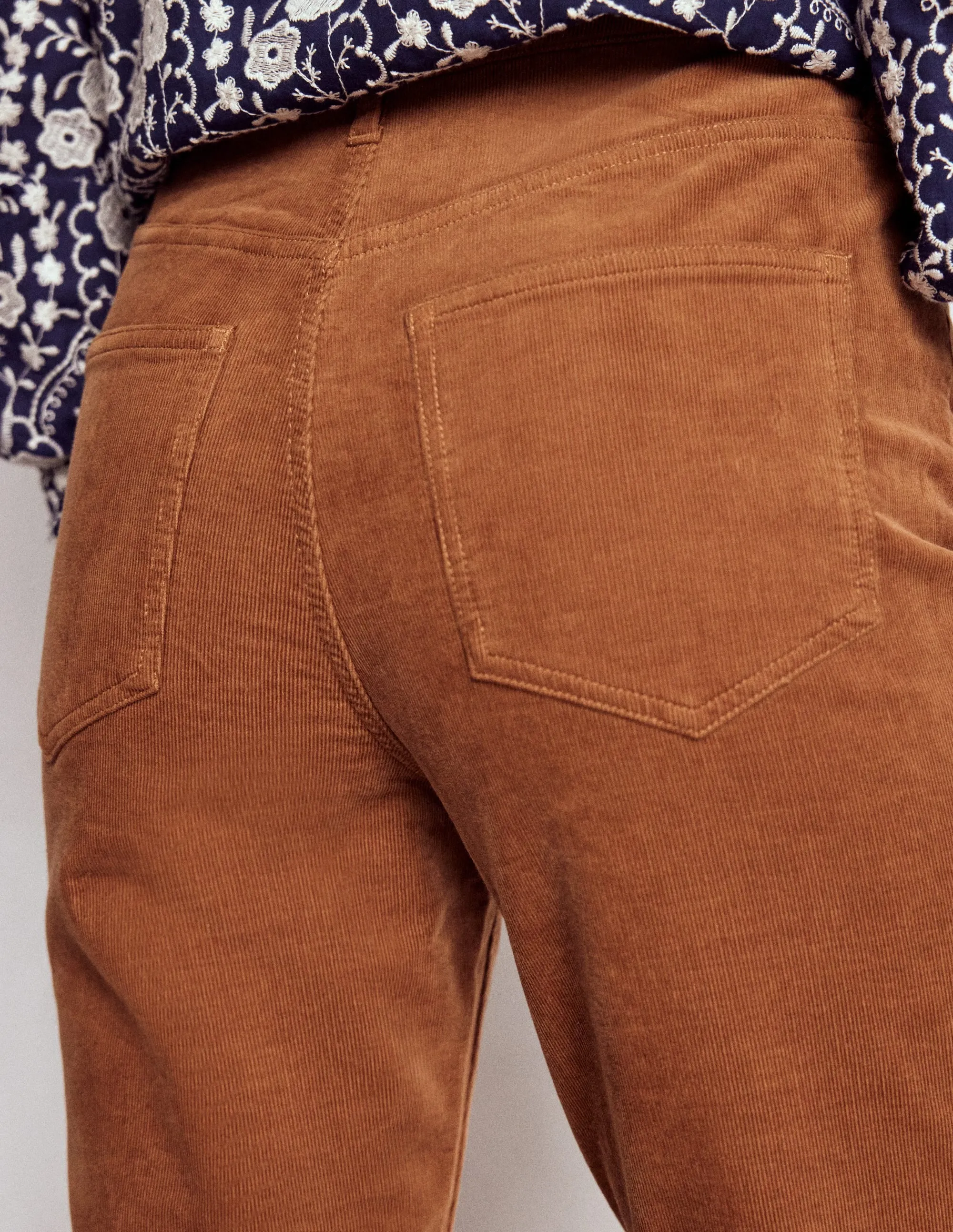 High-Waisted Cord Slim Jeans-Ginger easy match