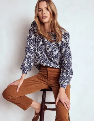 High-Waisted Cord Slim Jeans-Ginger vintage fashion