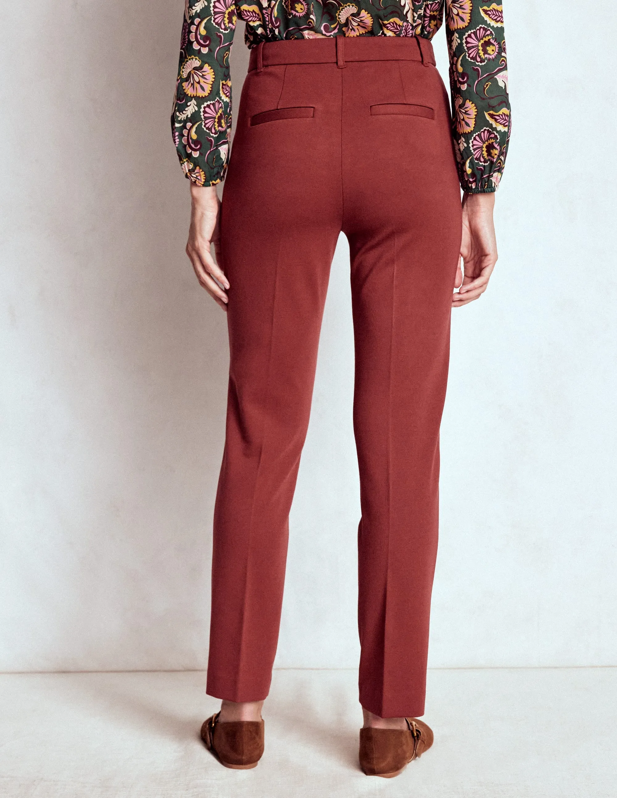 Highgate Ponte Trousers-Chestnut relaxed fit