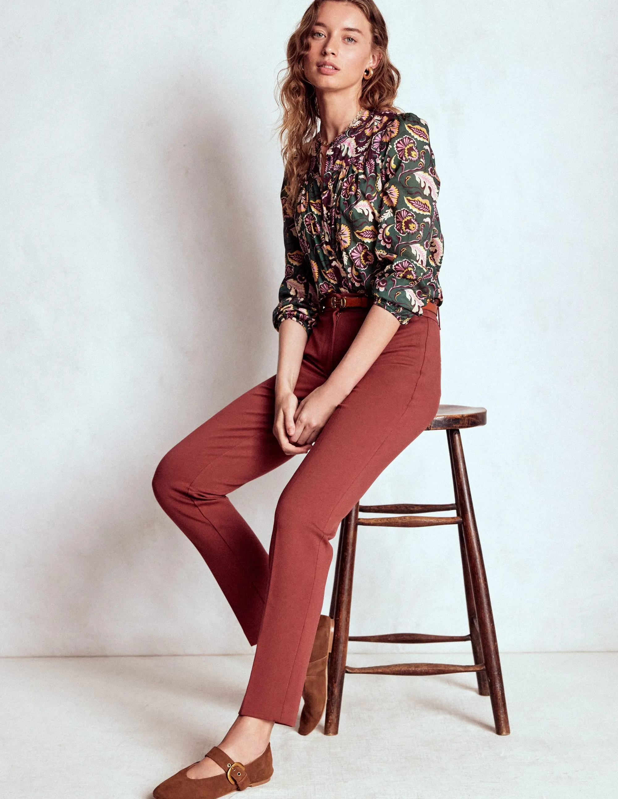 Highgate Ponte Trousers-Chestnut comfortable fit