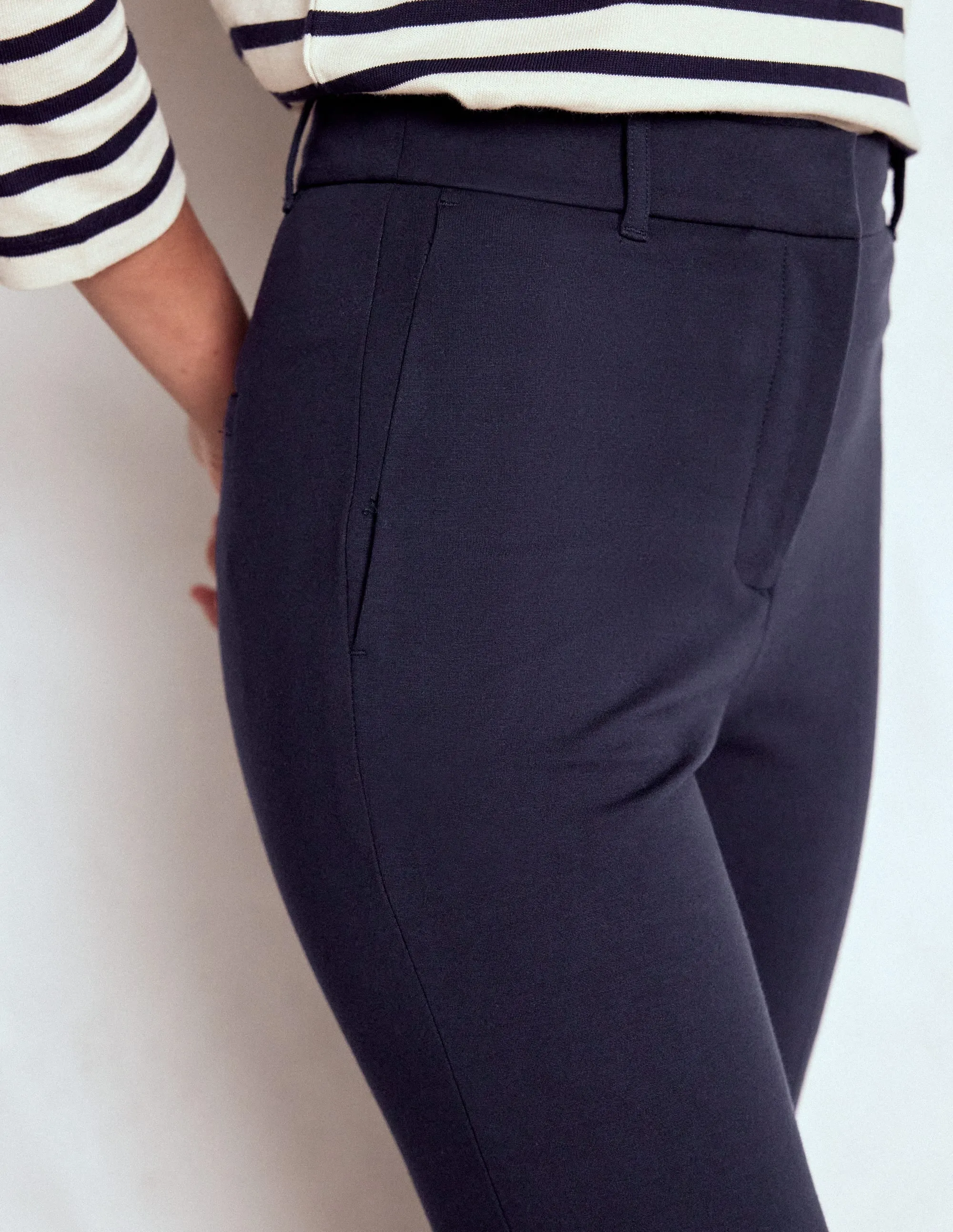 Highgate Ponte Trousers-Navy premium fabric