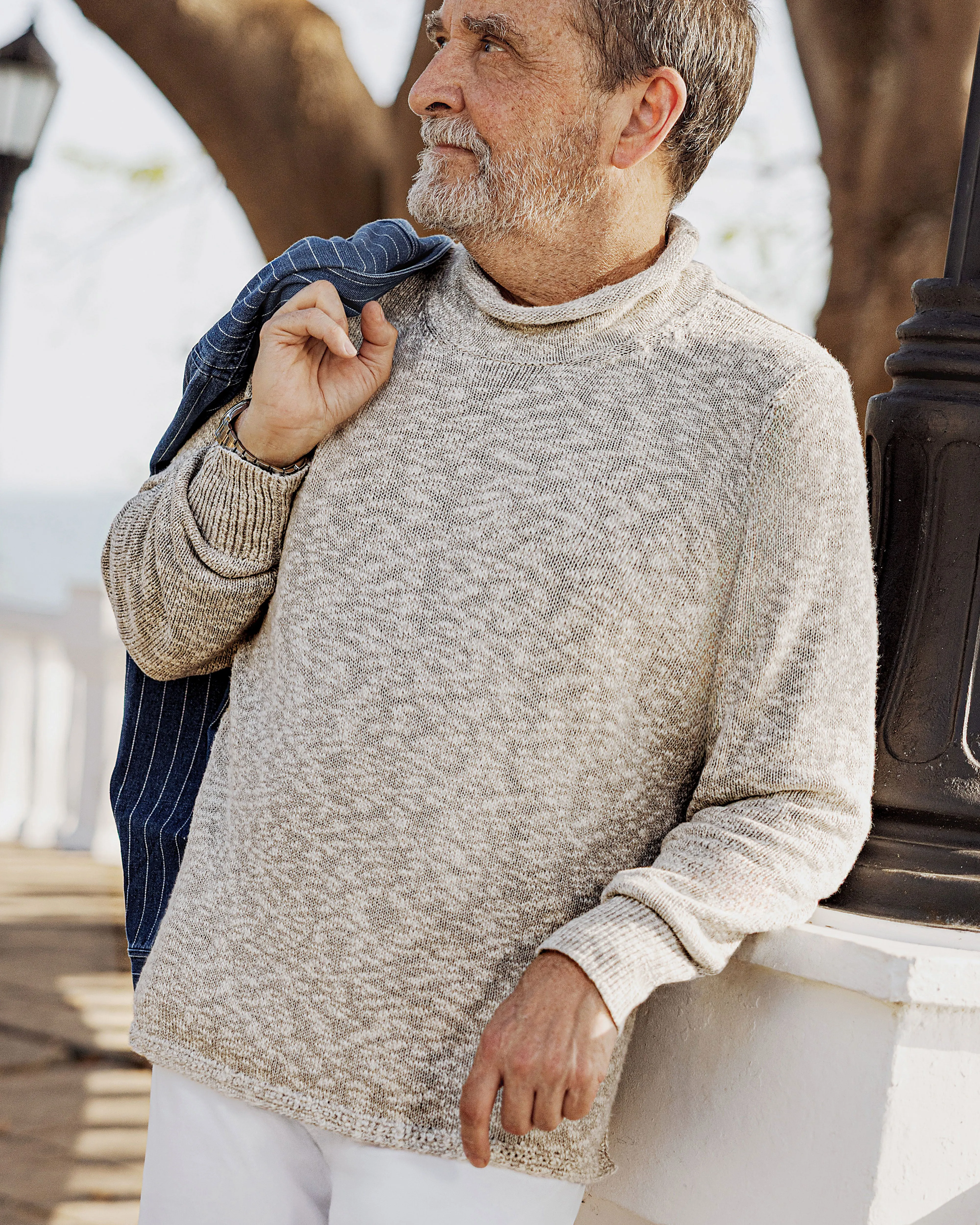 Homespun Fisherman's Sweater in Grey Marl/Natural fall favorite