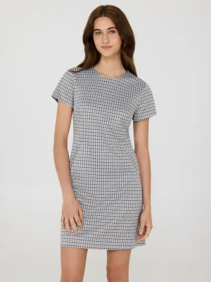 Houndstooth Short Sleeve Mini Dress romantic detail