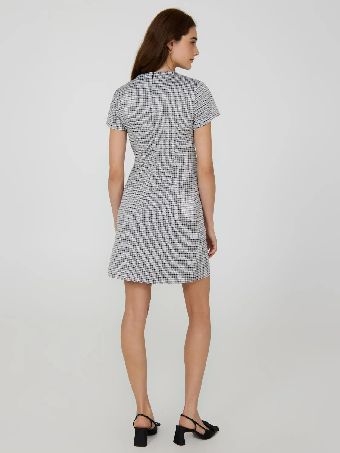 Houndstooth Short Sleeve Mini Dress romantic dinner