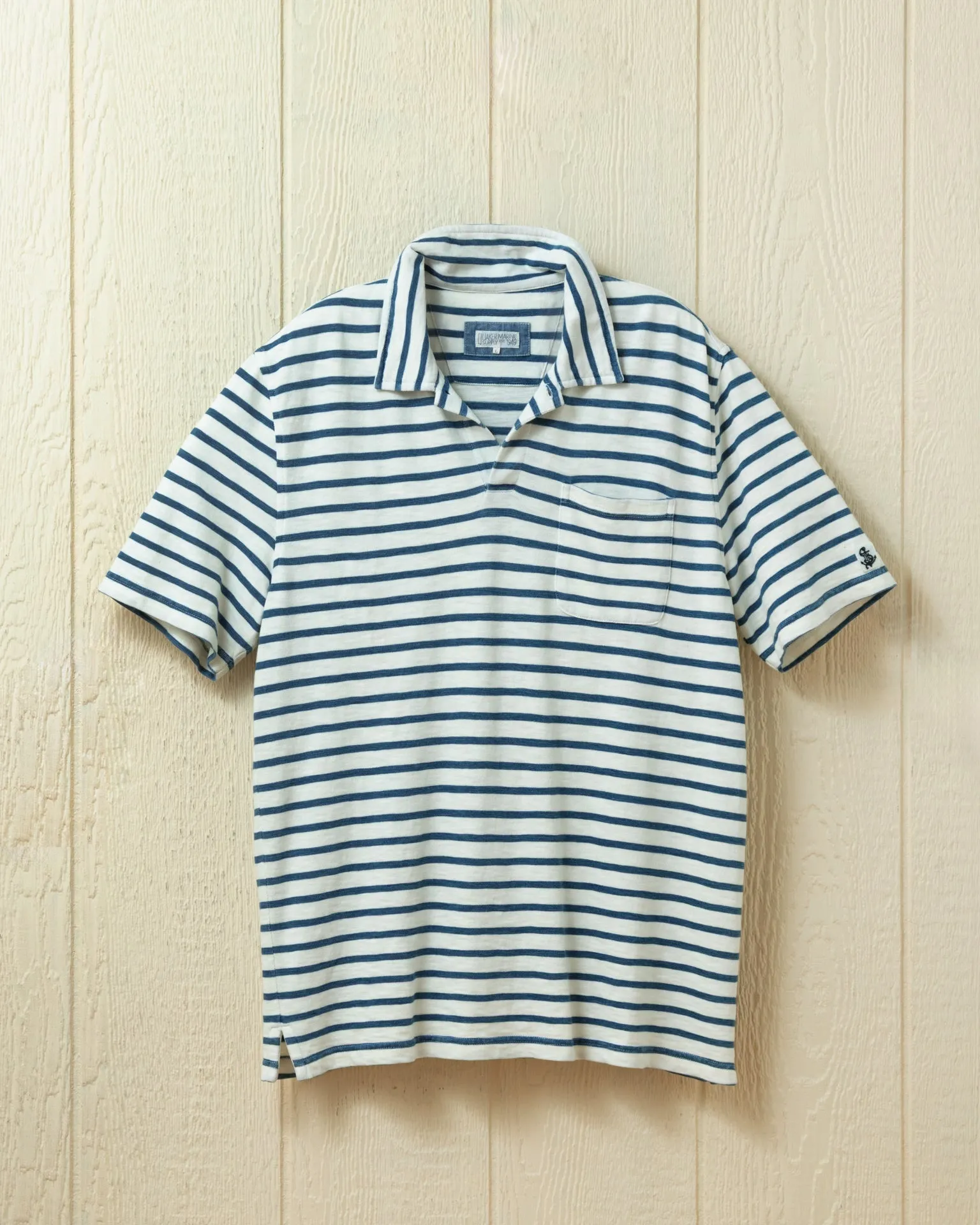 Indigo Overdyed Polo in Classic White modern mode