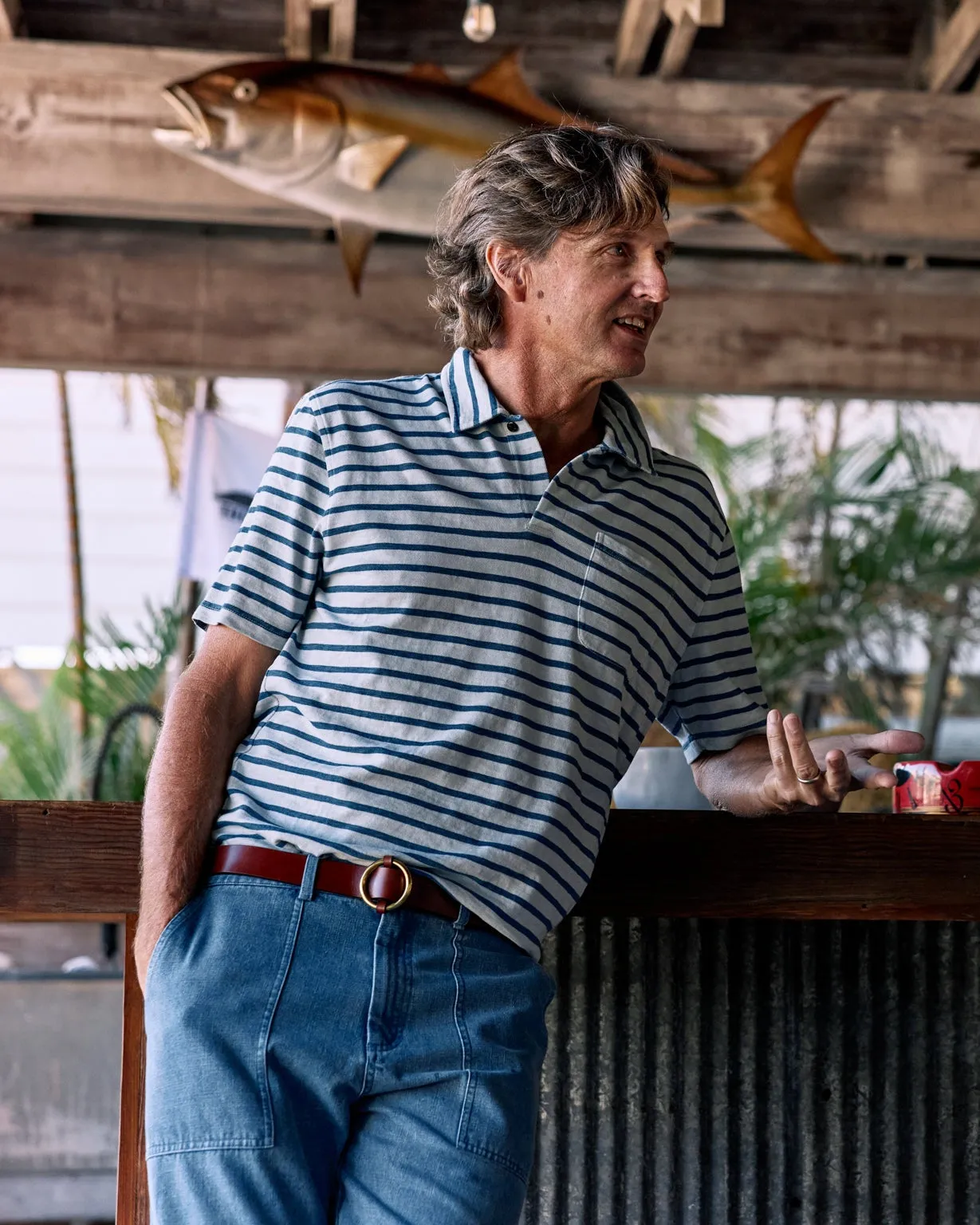 Indigo Overdyed Polo in Coastal Blue fitted form